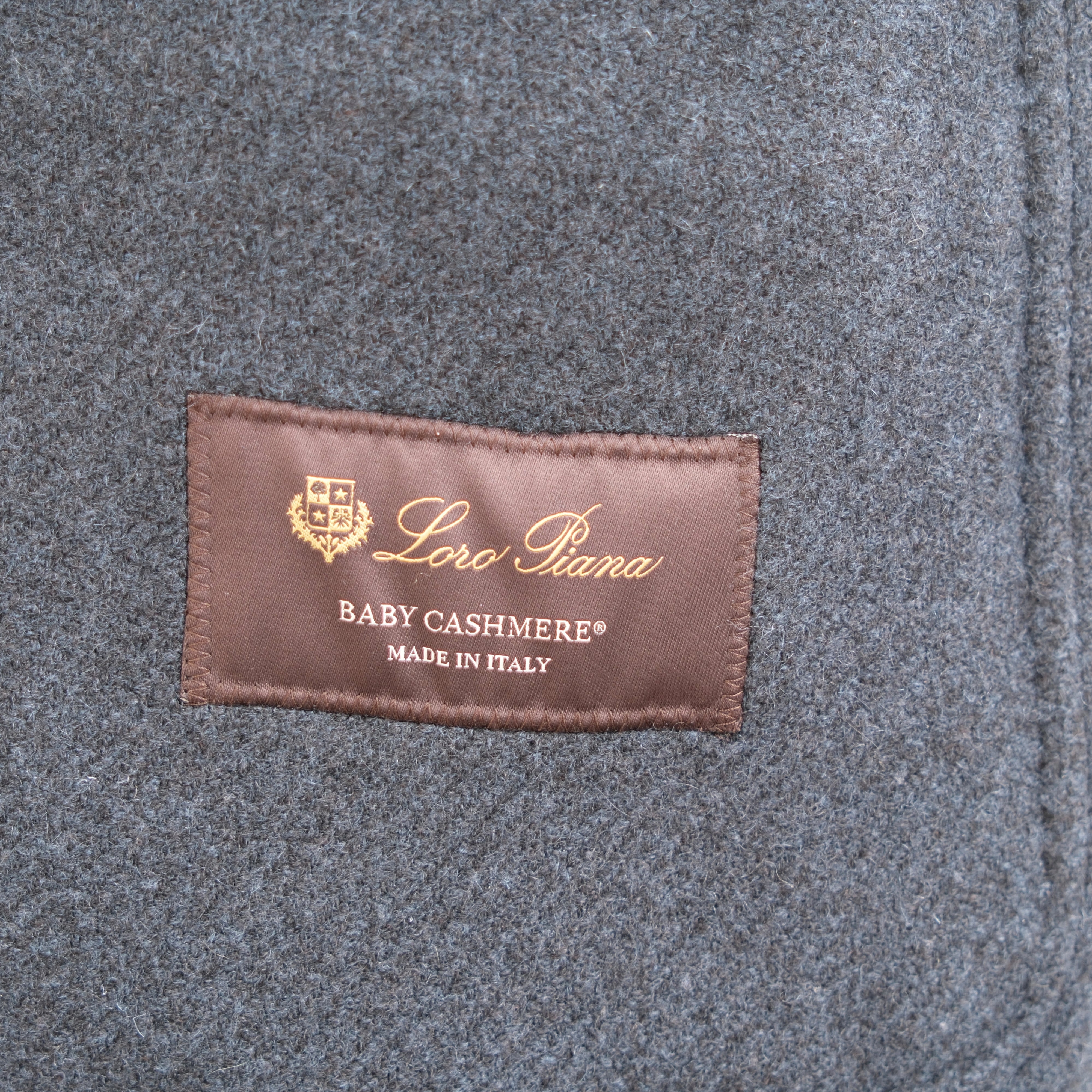 Blue Melange Double-Breasted Baby Cashmere Peacoat (L)