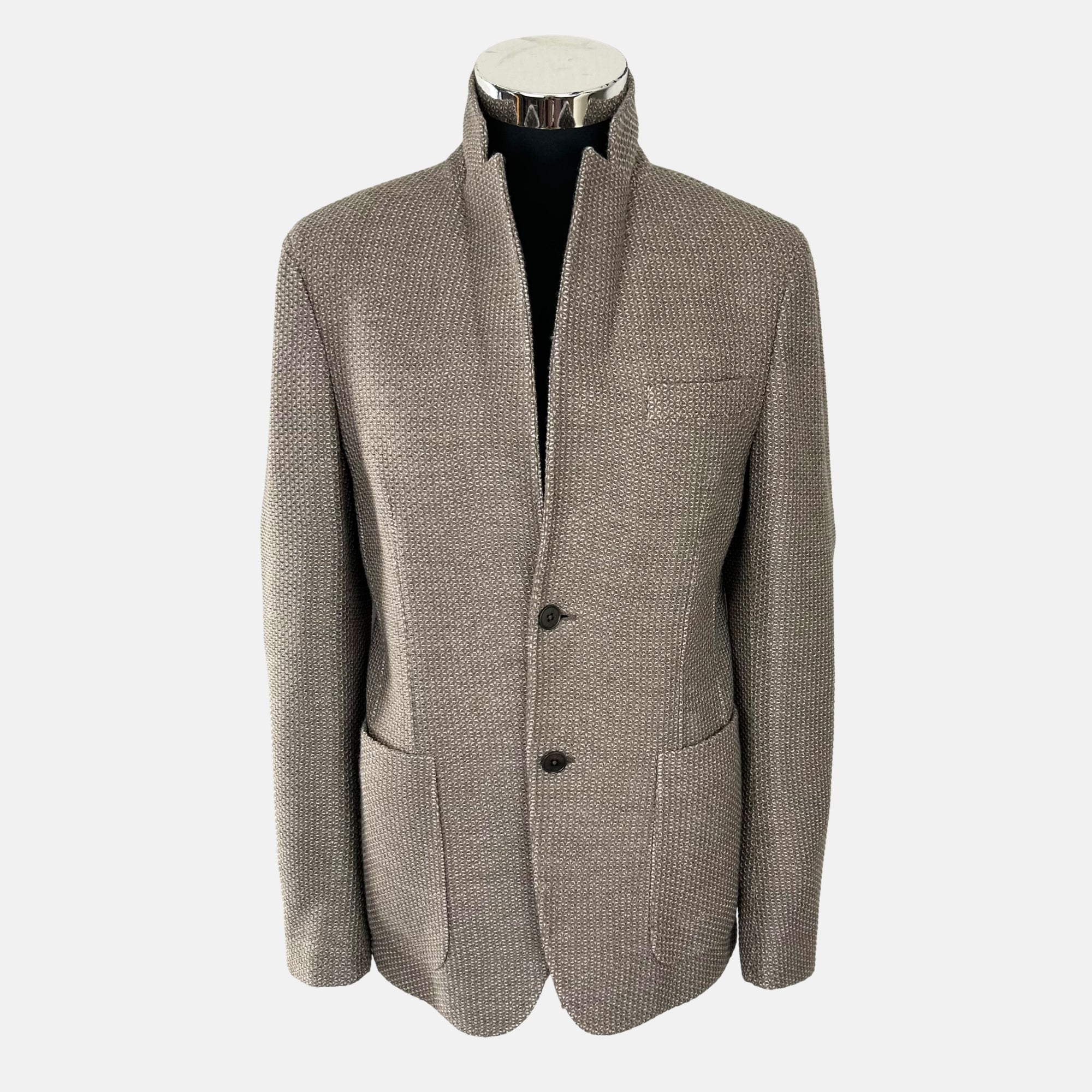 Taupe-Beige Patterned Blazer made of Wool (EU 48)