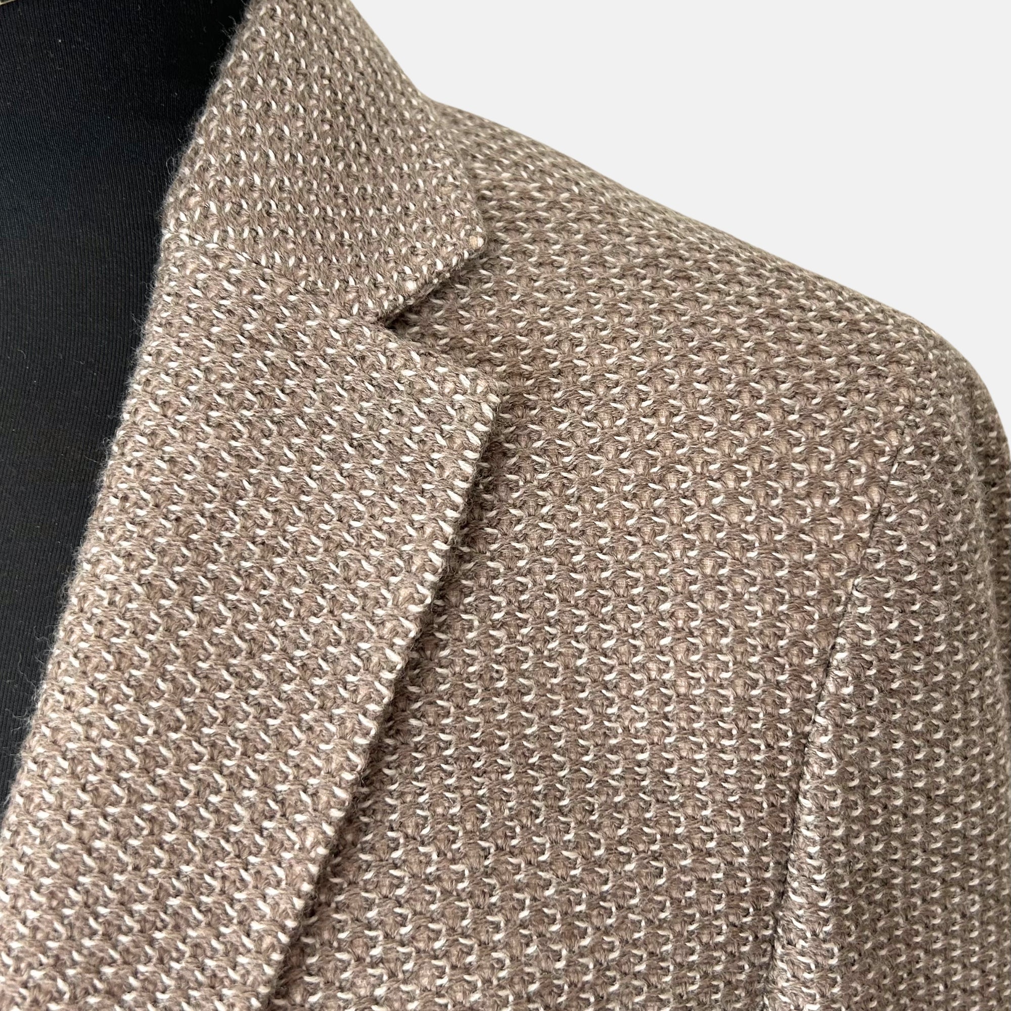 Taupe-Beige Patterned Blazer made of Wool (EU 48)