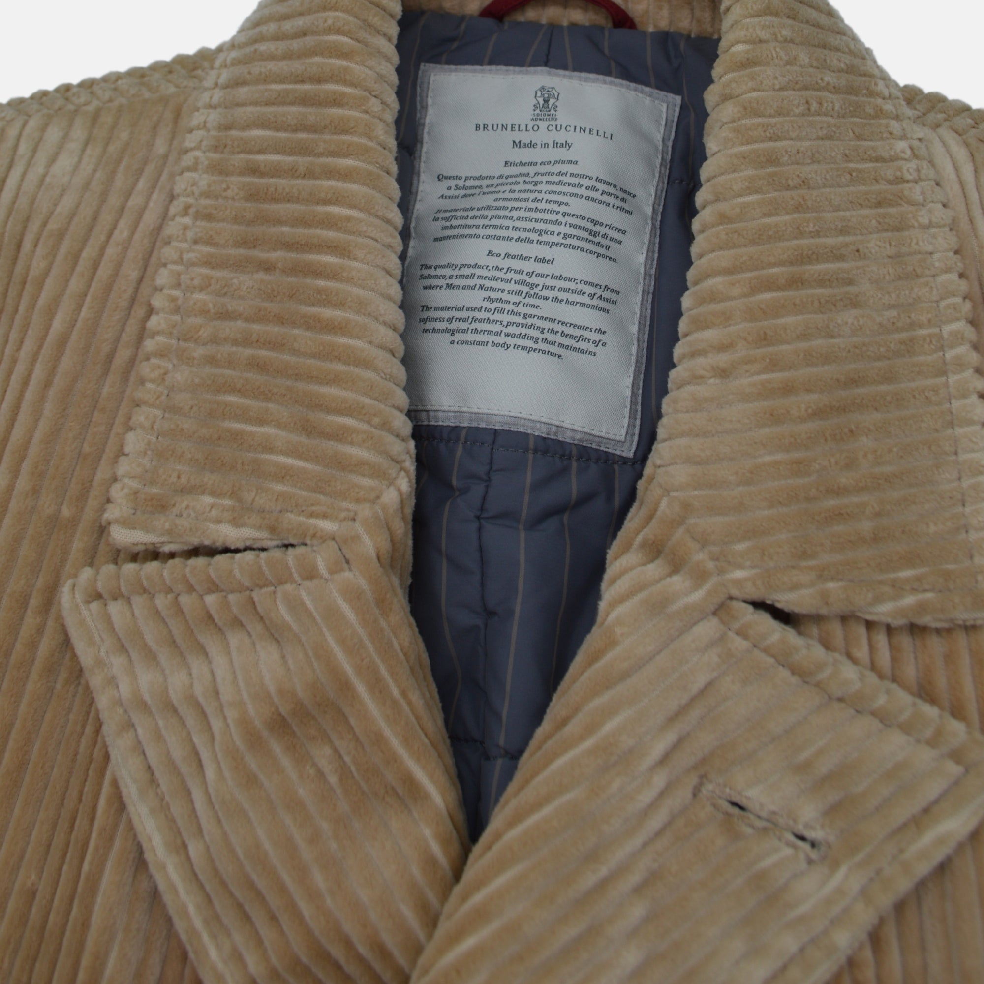 Beige Corduroy Coat made of Cotton (50)