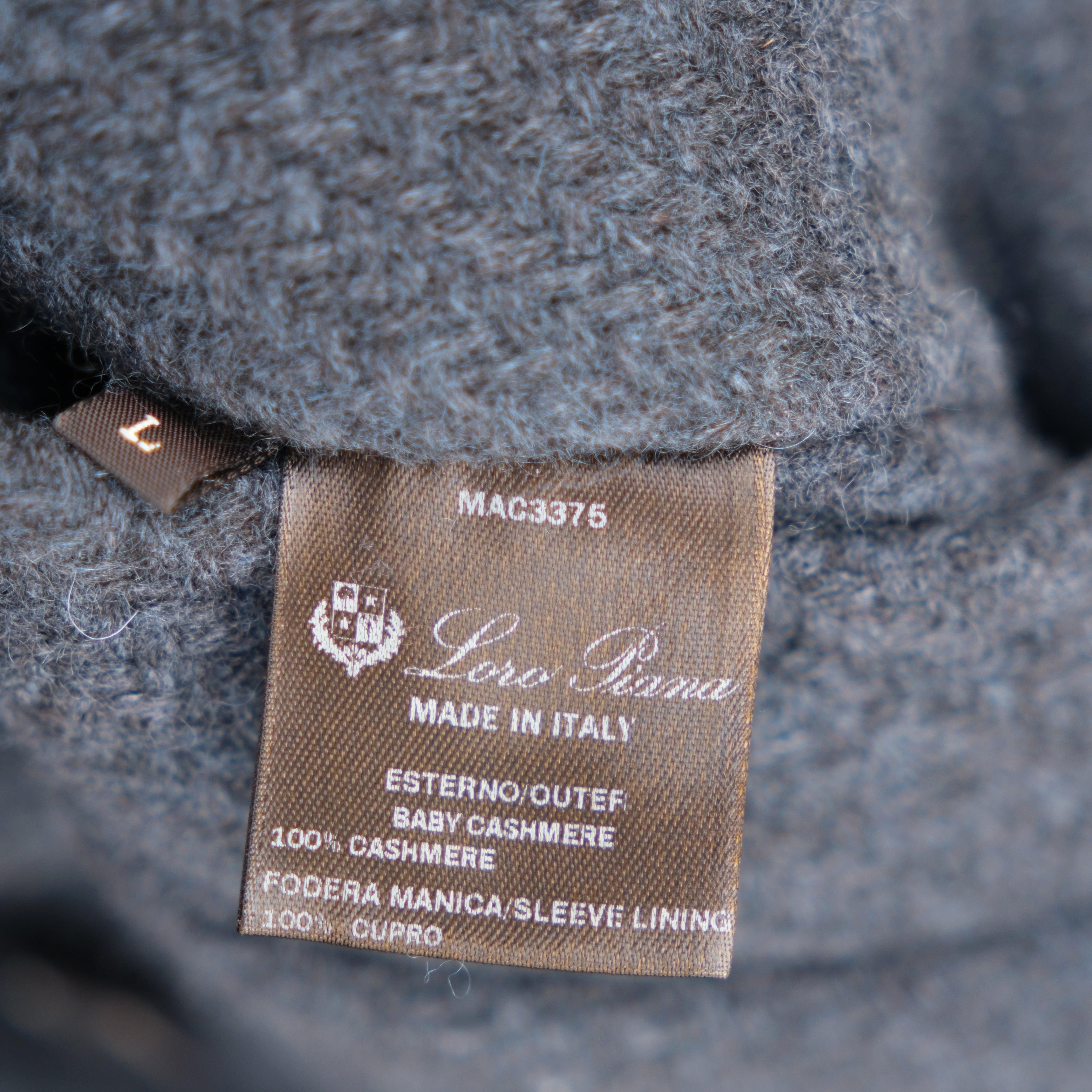Blue Melange Double-Breasted Baby Cashmere Peacoat (L)