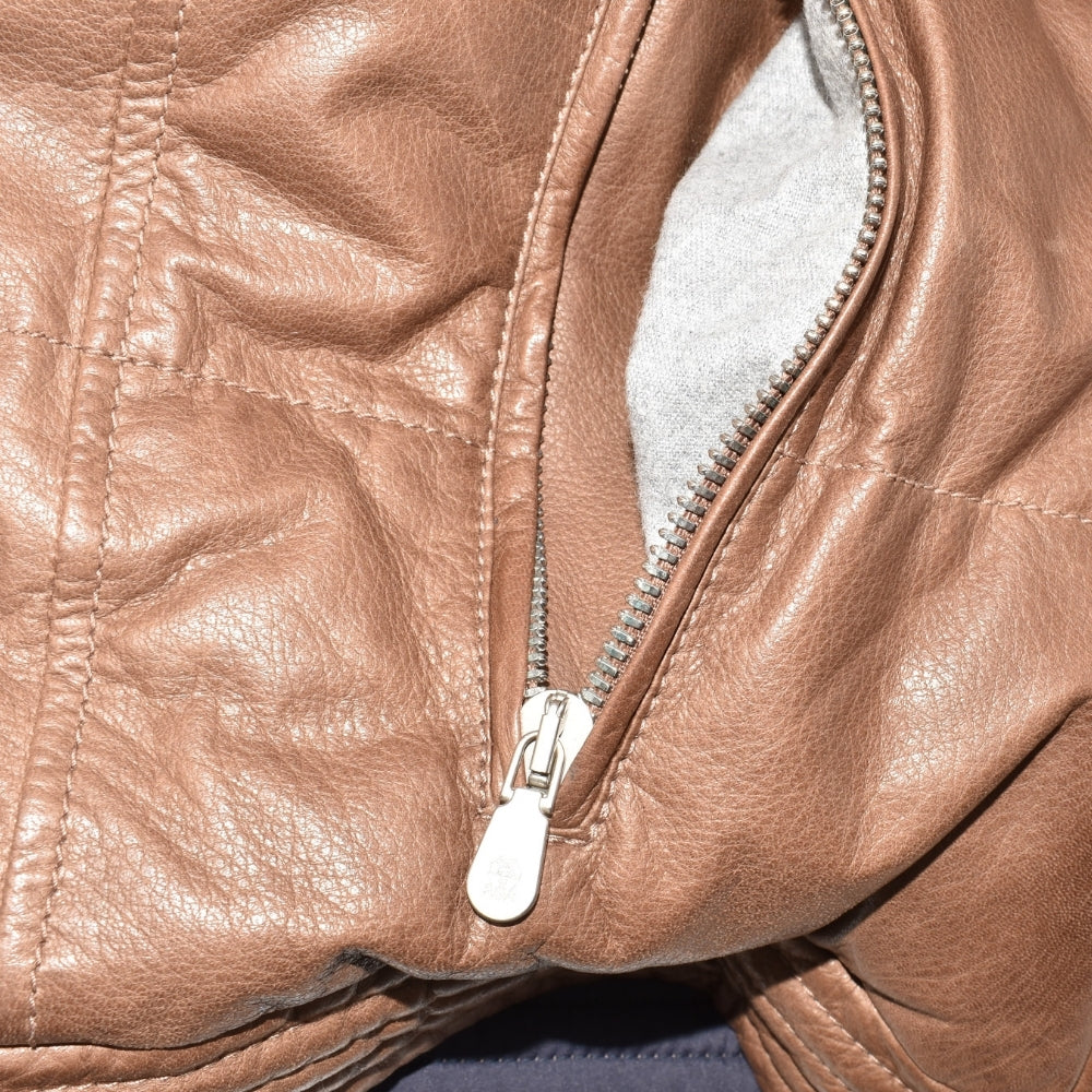 Navy/Brown Reversible Leather Vest (M)