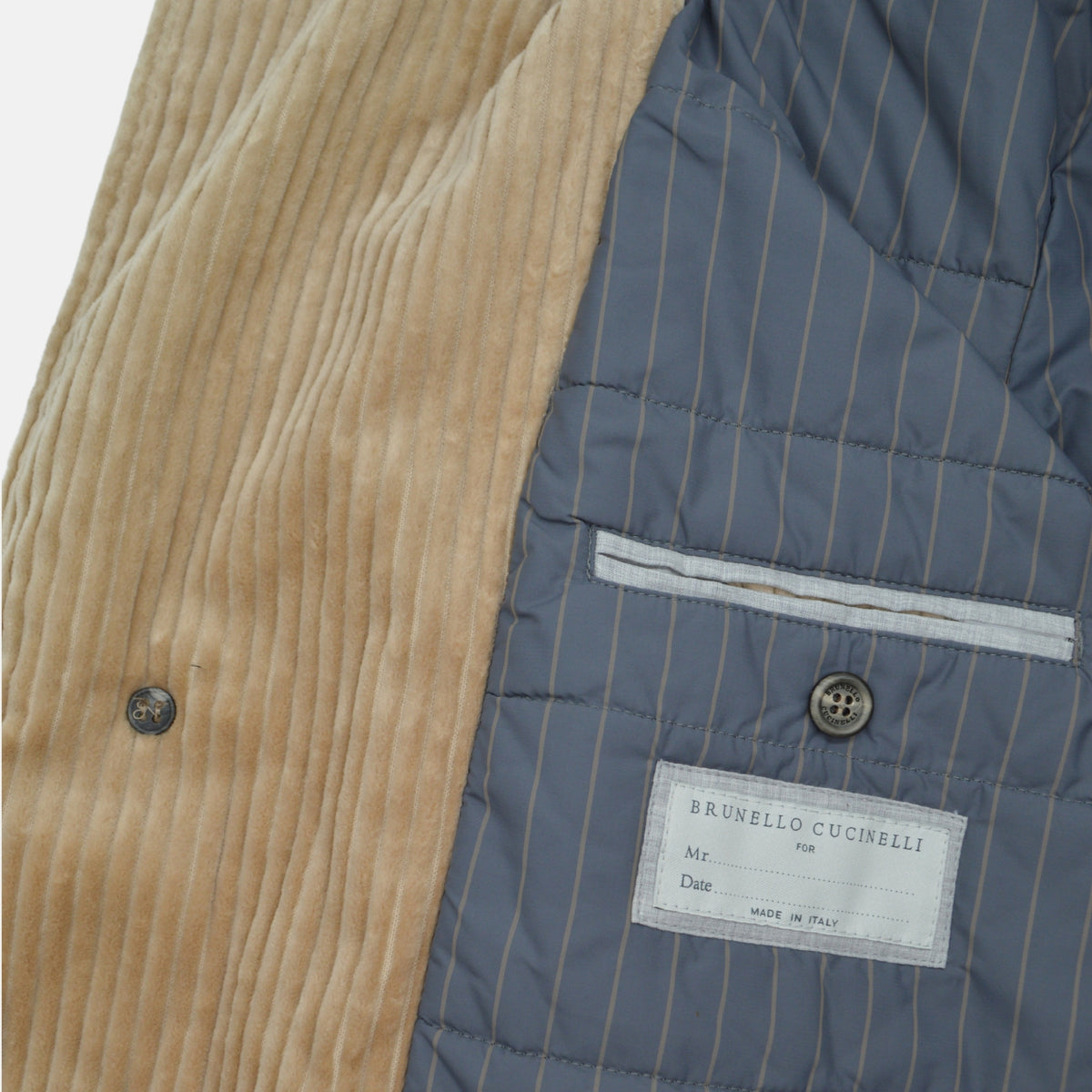 Beige Corduroy Coat made of Cotton (EU 50)