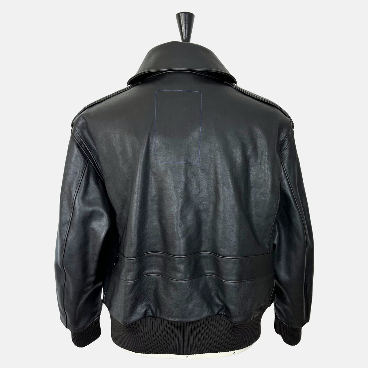 Black-Brown Leather Flight Jacket with Removable Shearling Collar (L)
