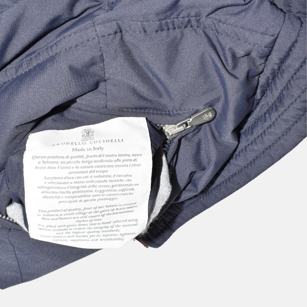 Navy/Brown Reversible Leather Vest (M)