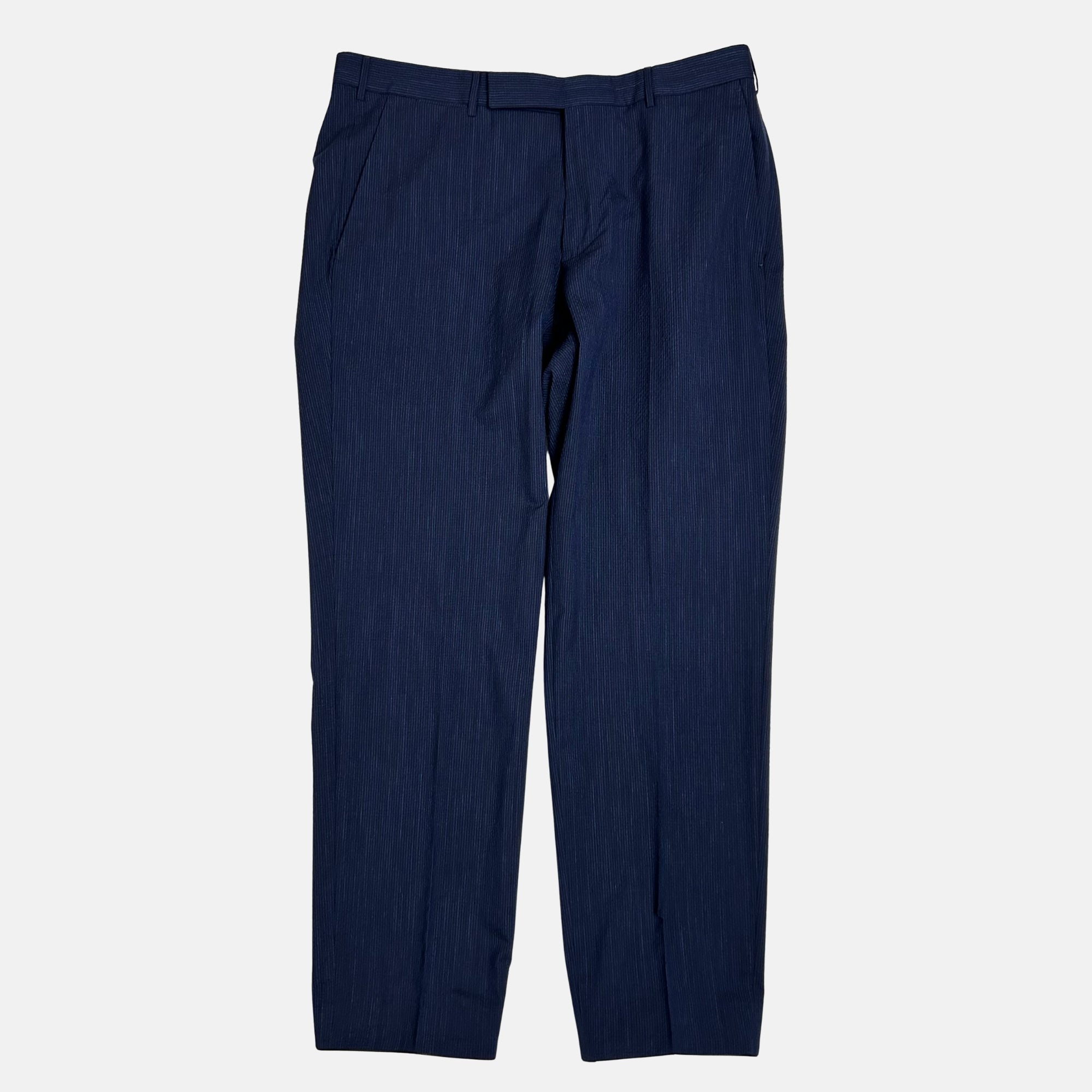 Navy Striped Suit made of Wool/Silk/Linen (EU 50)