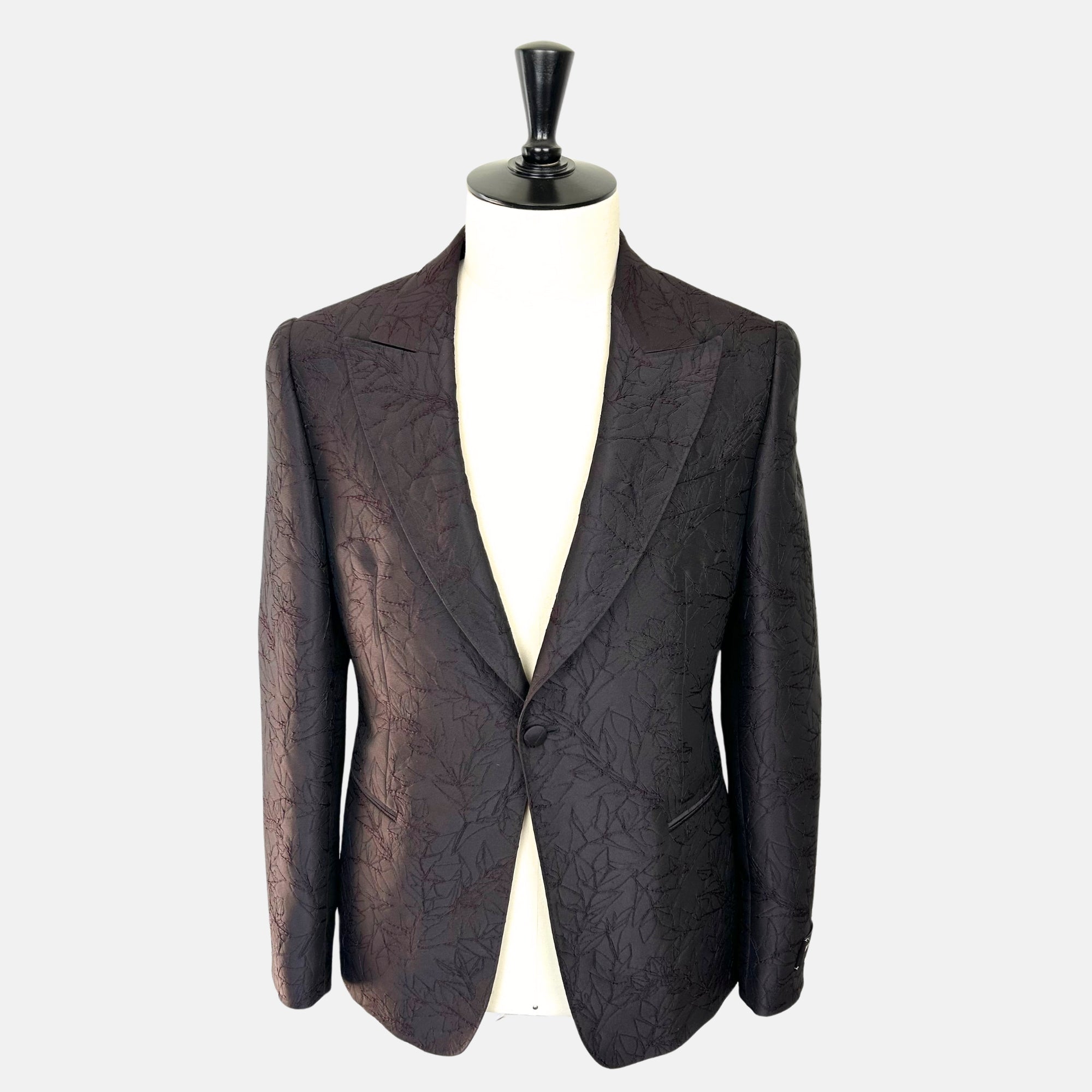 Burgundy Patterned Dinner Jacket made of Polyester (EU 50)