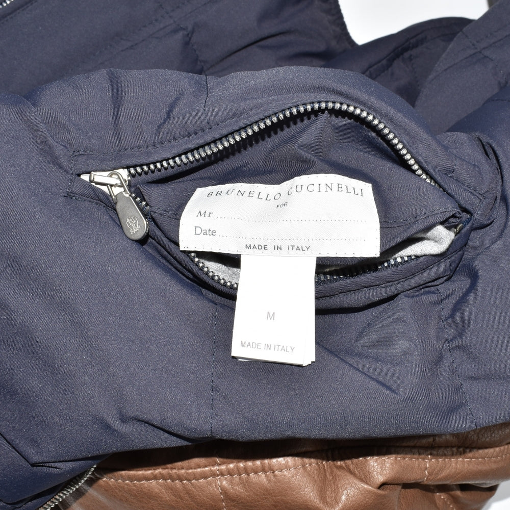 Navy/Brown Reversible Leather Vest (M)