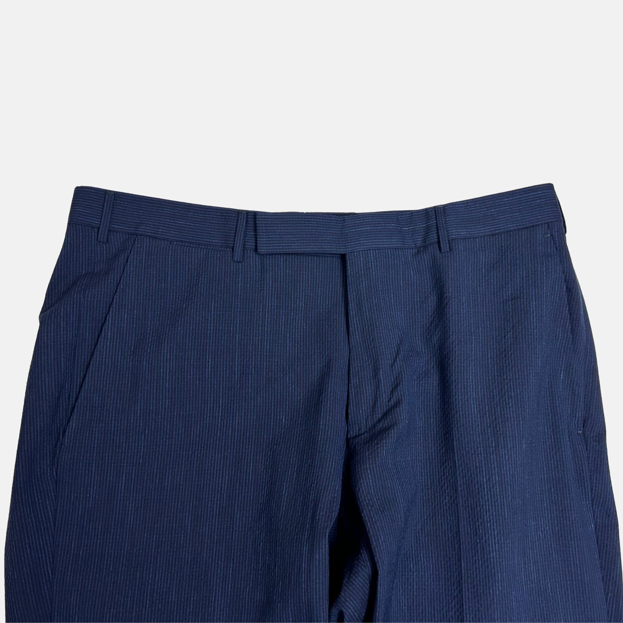 Navy Striped Suit made of Wool/Silk/Linen (EU 50)