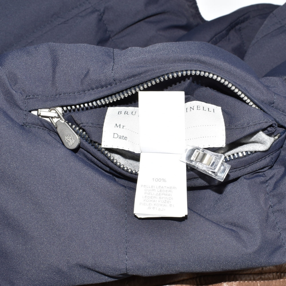 Navy/Brown Reversible Leather Vest (M)