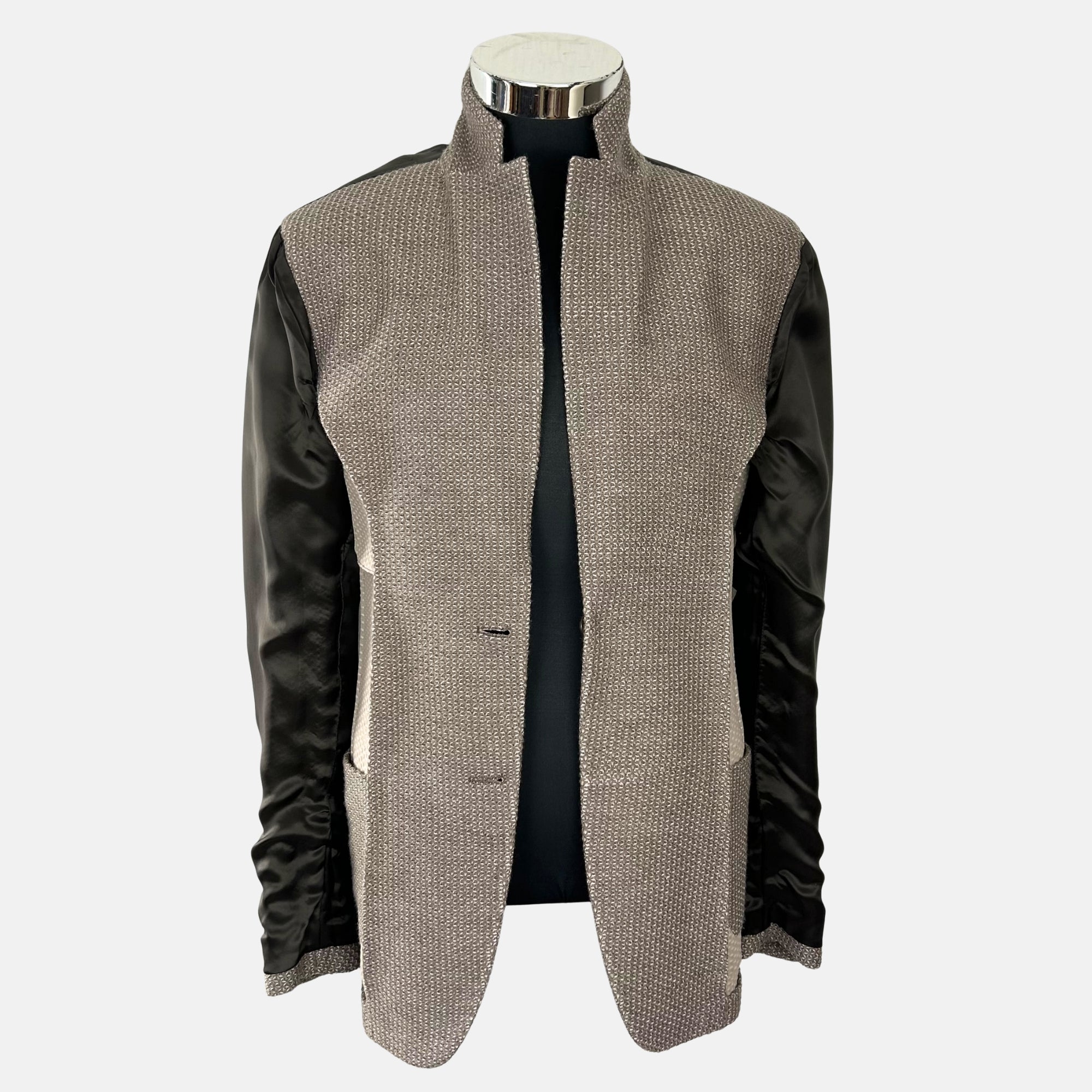 Taupe-Beige Patterned Blazer made of Wool (EU 48)