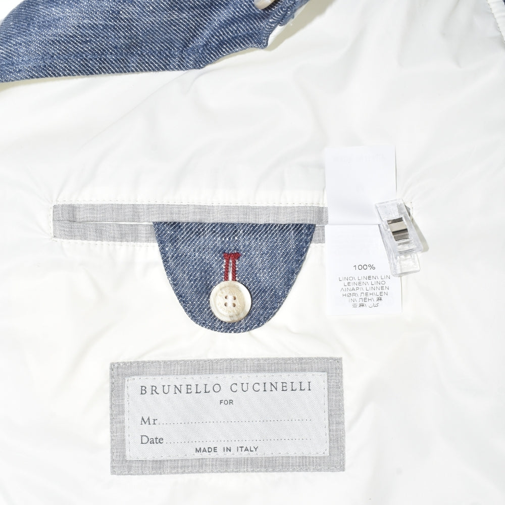 Blue Down Vest made of Linen (M)