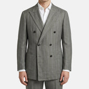 Light Grey/Green Striped Suit made of Virgin Wool (EU 48)