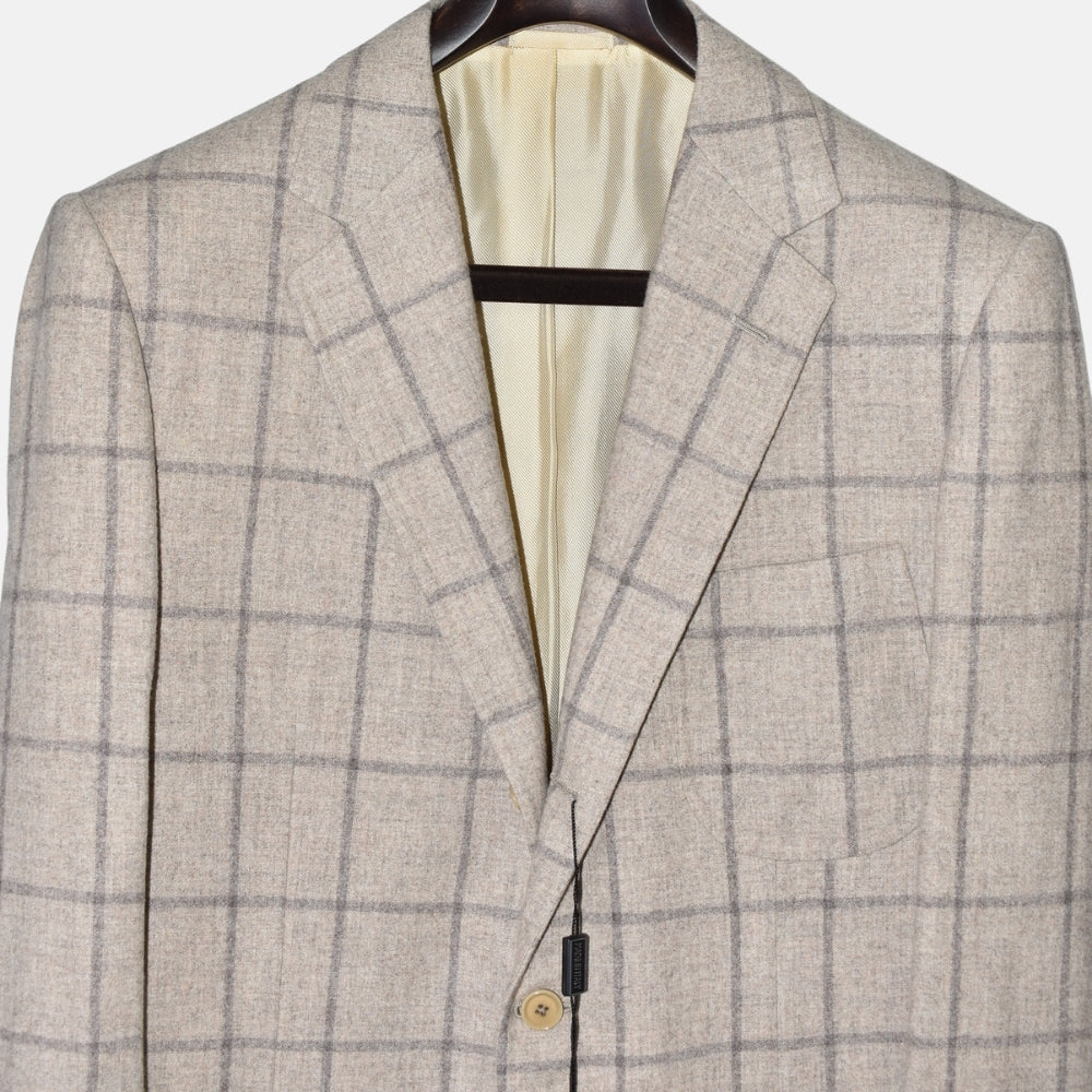 Light Grey Windowpane Wool Blazer