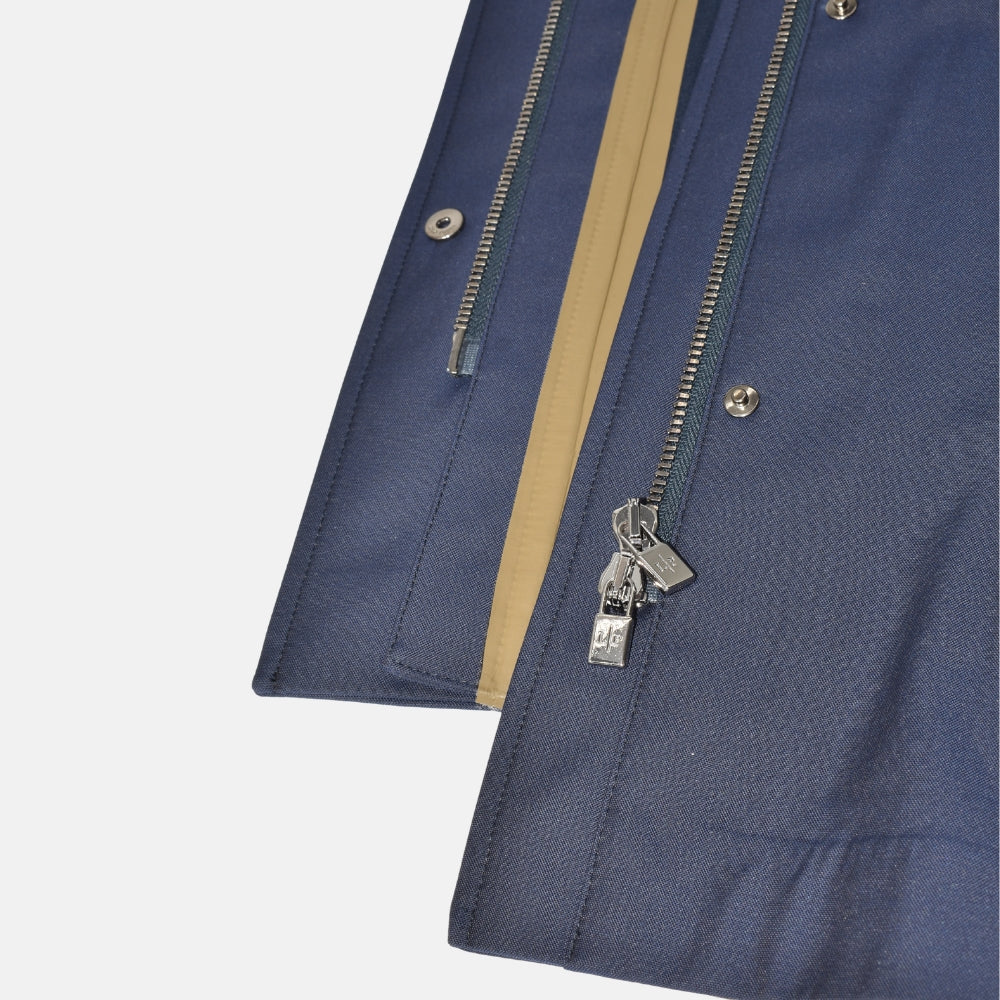 Navy Hooded Rain Jacket made of Virgin Wool/Polyamide (L)