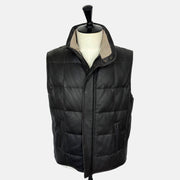 Dark Brown Down Vest made of Leather (L)
