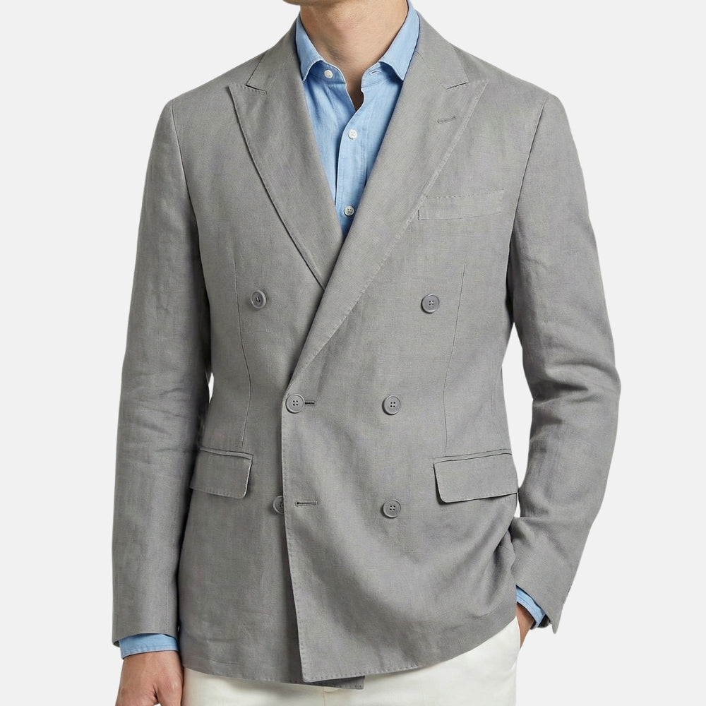 Grey Double Breasted Linen Blazer (EU 52)