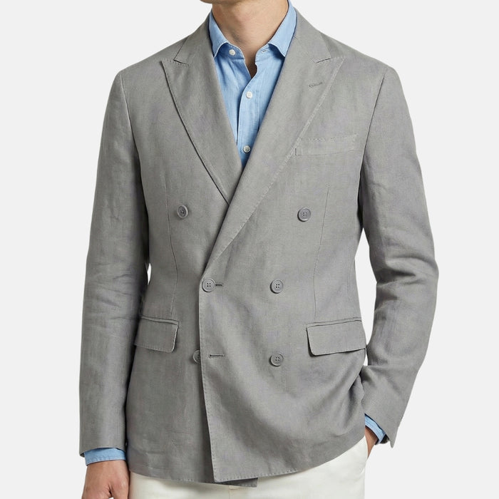 Grey Double Breasted Linen Blazer (EU 52)
