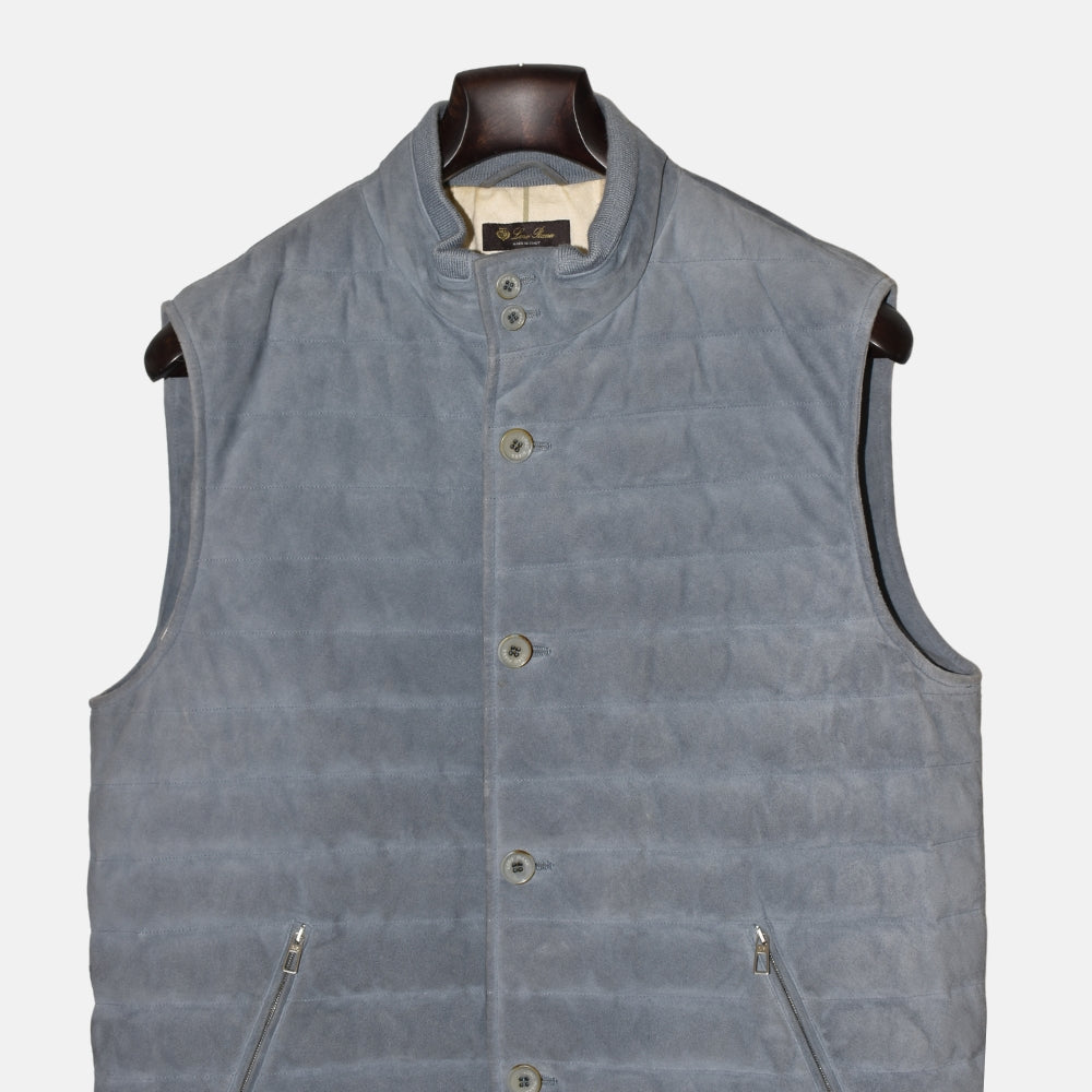 Light Blue Down Vest made of Suede (L)