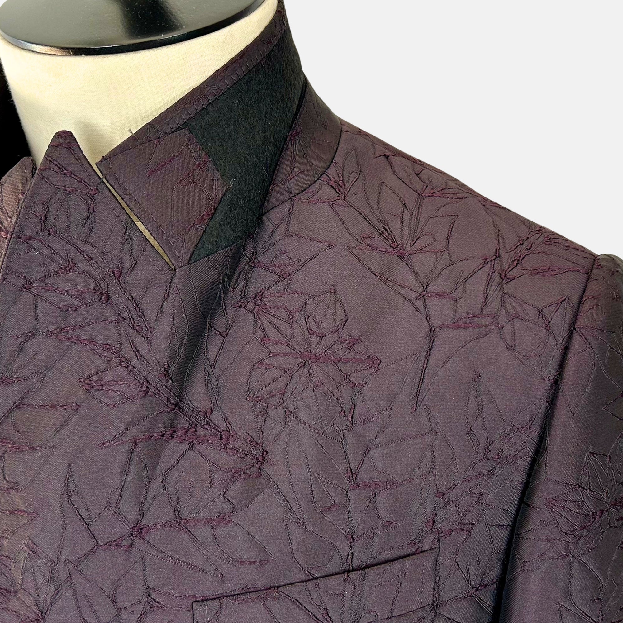 Burgundy Patterned Dinner Jacket made of Polyester (EU 50)