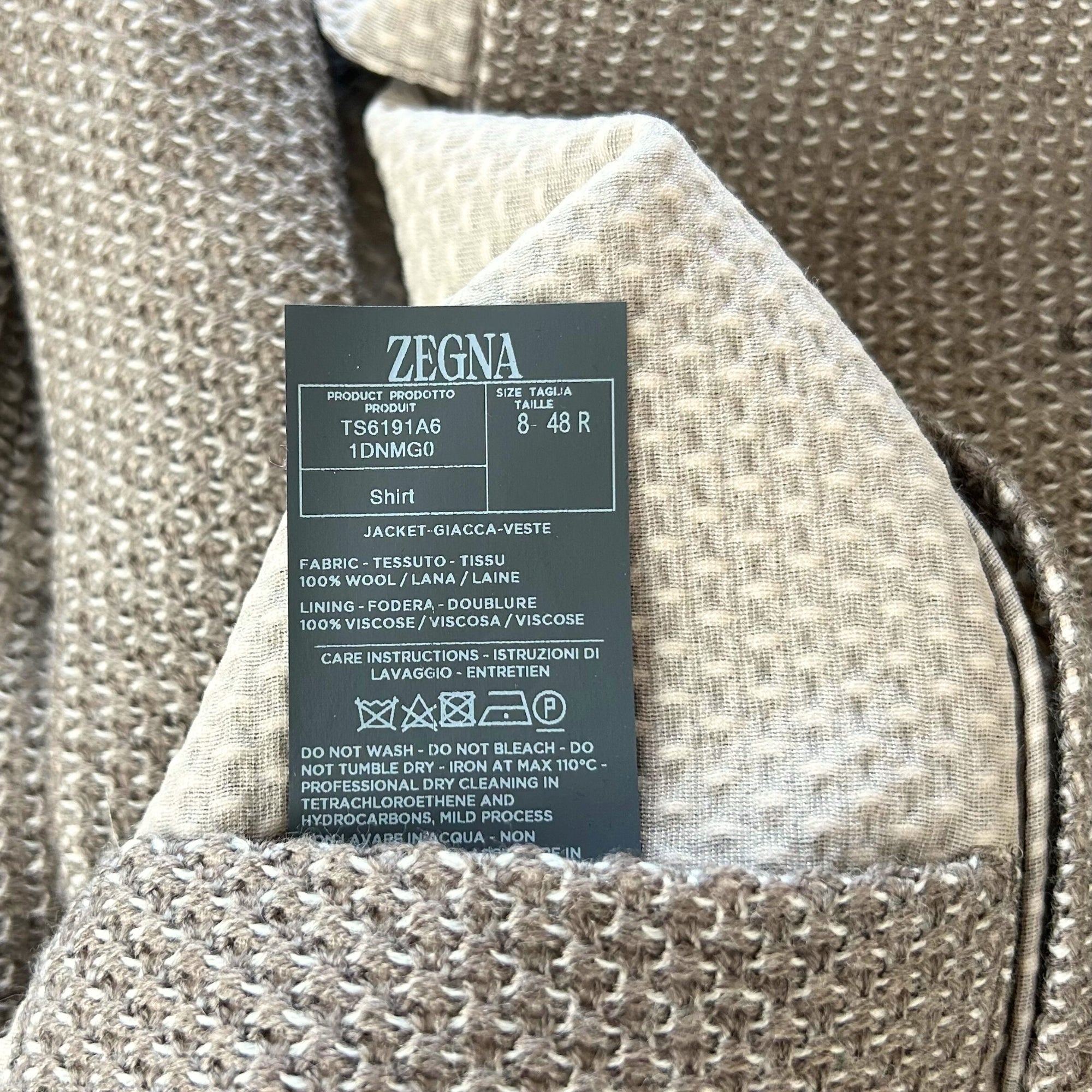 Taupe-Beige Patterned Blazer made of Wool (EU 48)