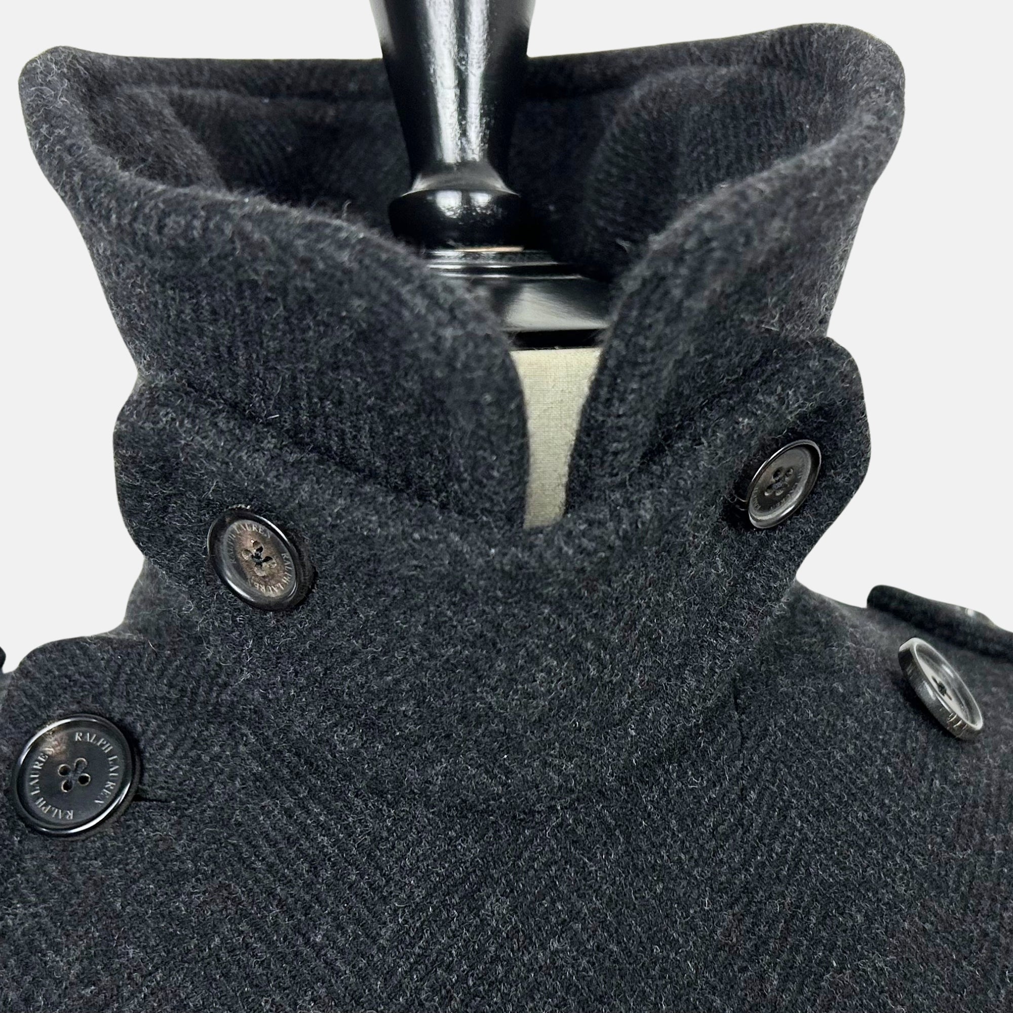 Charcoal Herringbone Peacoat made of Wool (M)