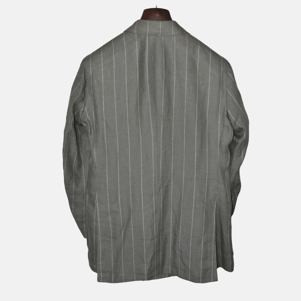 Light Grey/Green Striped Suit made of Virgin Wool (EU 48)