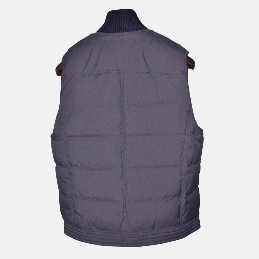Navy/Brown Reversible Leather Vest (M)