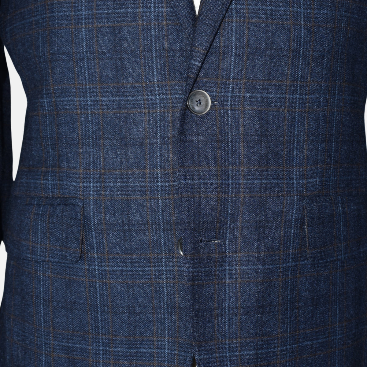Blue-Brown Checkered Blazer made of Wool (EU 48)