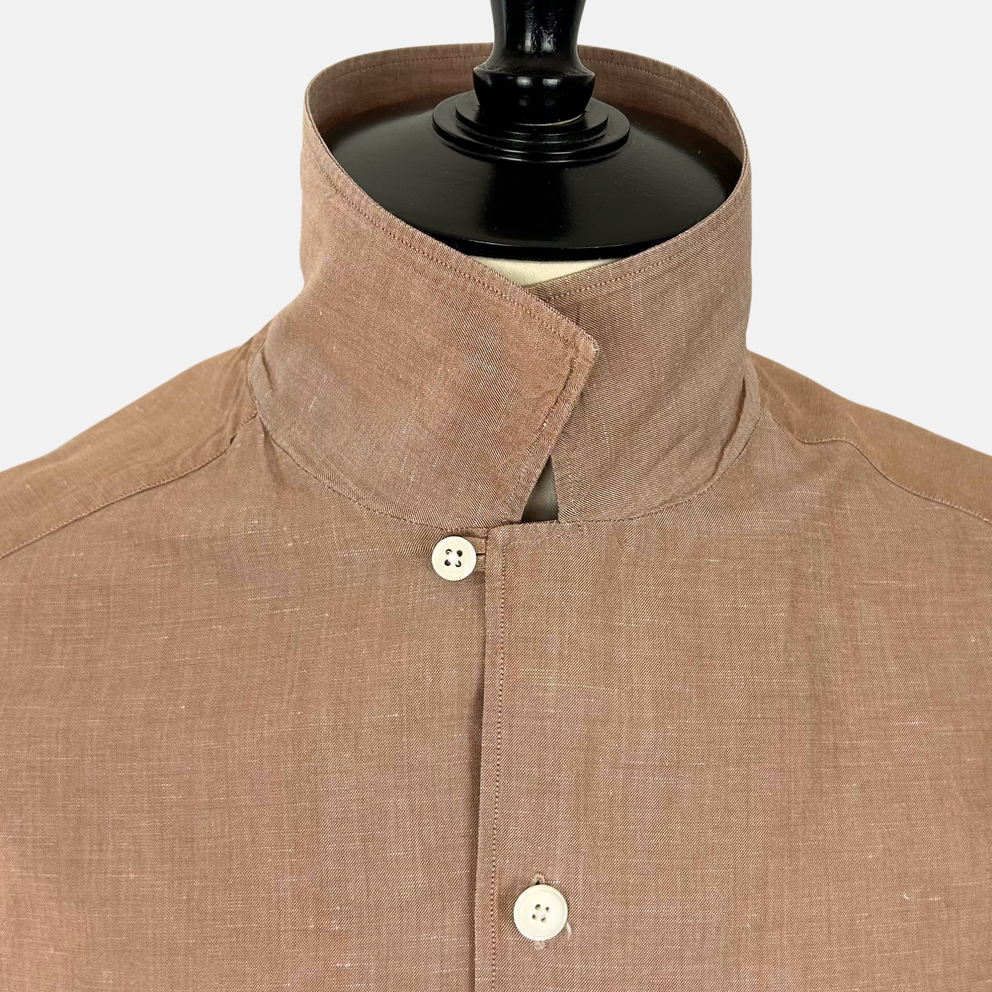 Light Pink Bowling Shirt made of Cotton/Linen/Silk (M)