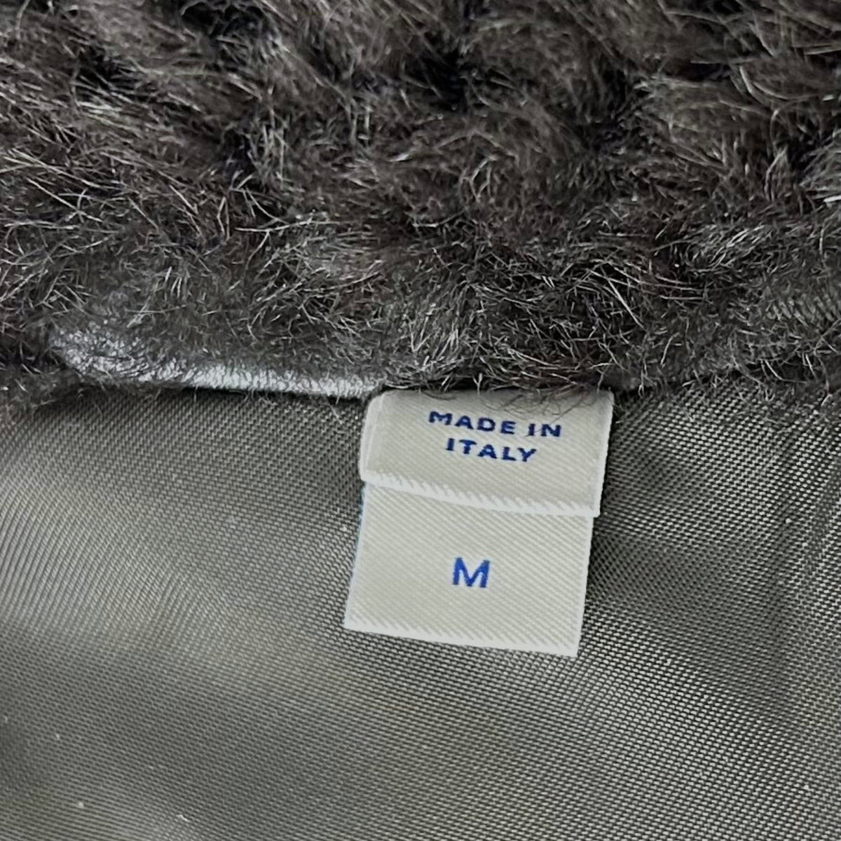 Black-Brown Leather Flight Jacket with Removable Shearling Collar (L)