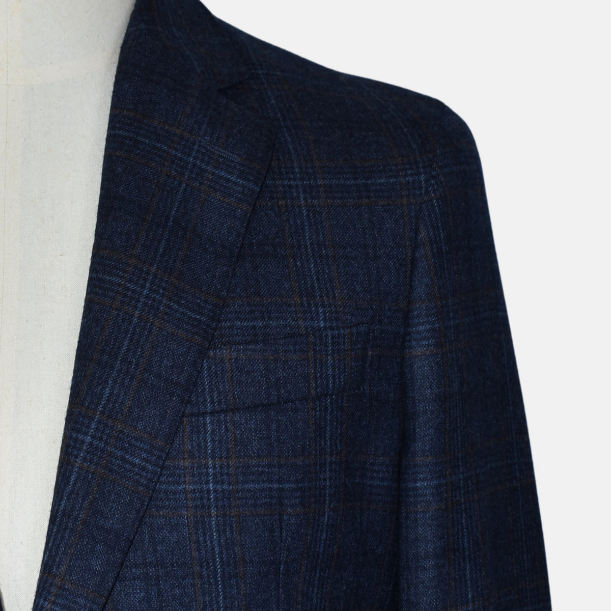 Blue-Brown Checkered Blazer made of Wool (EU 48)