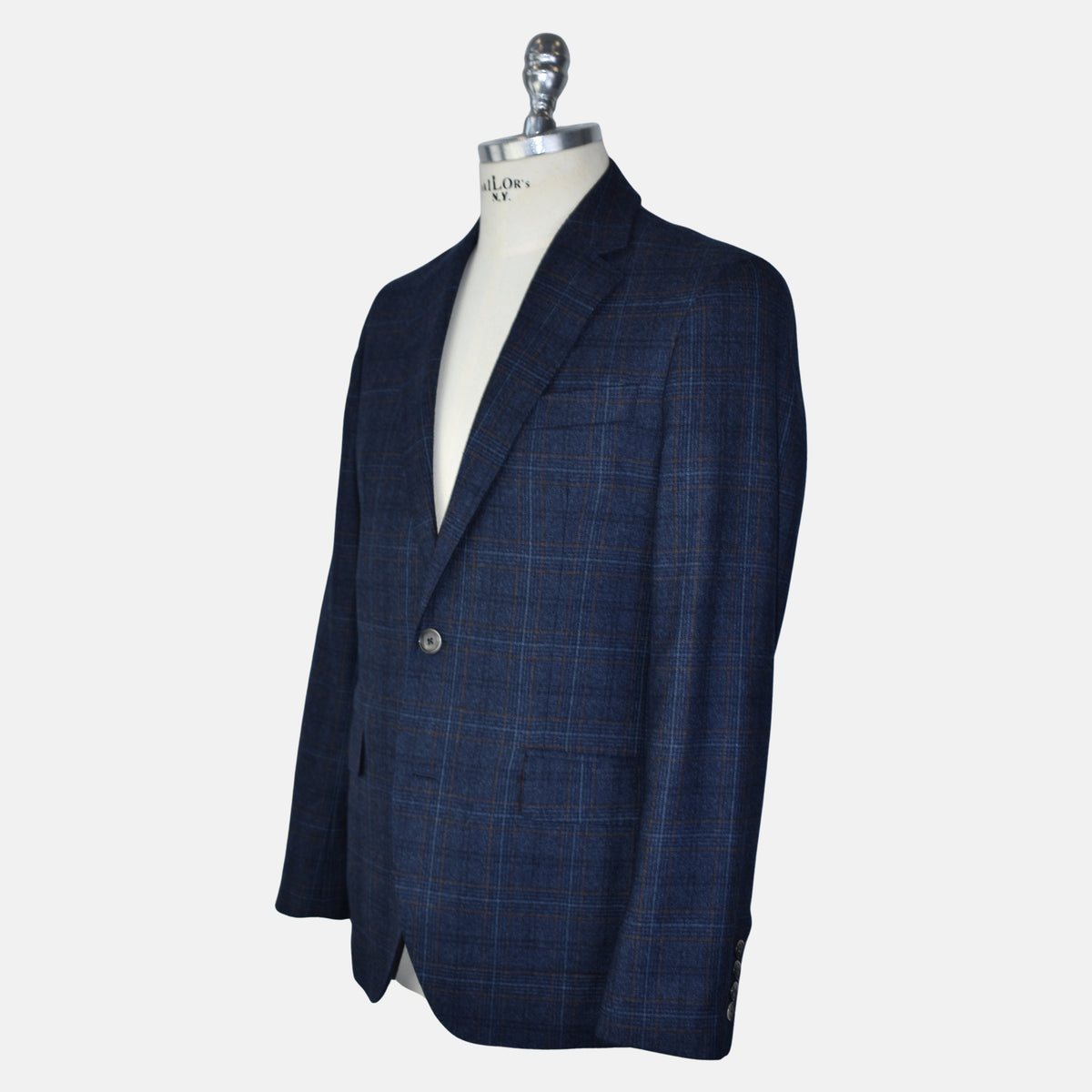 Blue-Brown Checkered Blazer made of Wool (EU 48)
