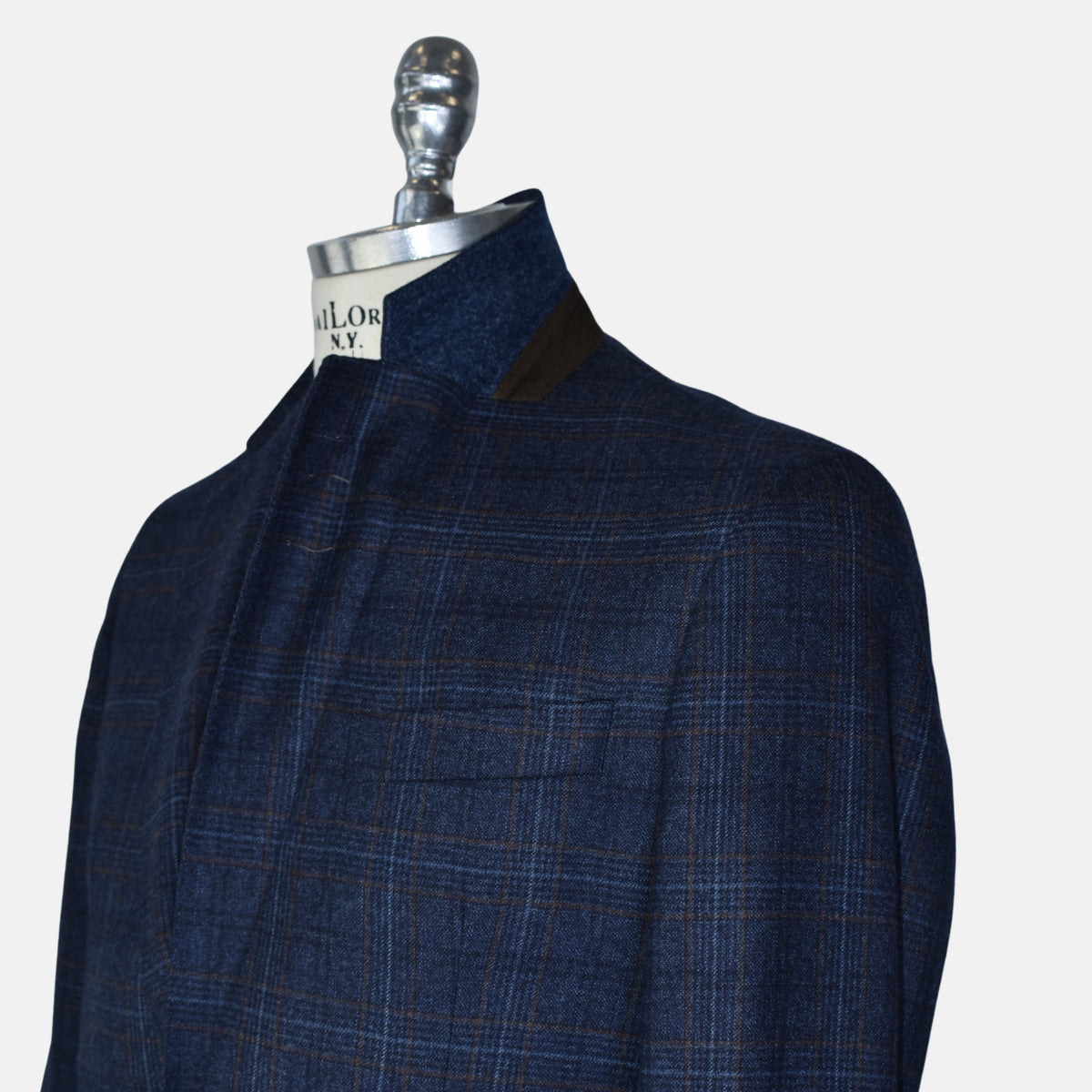 Blue-Brown Checkered Blazer made of Wool (EU 48)