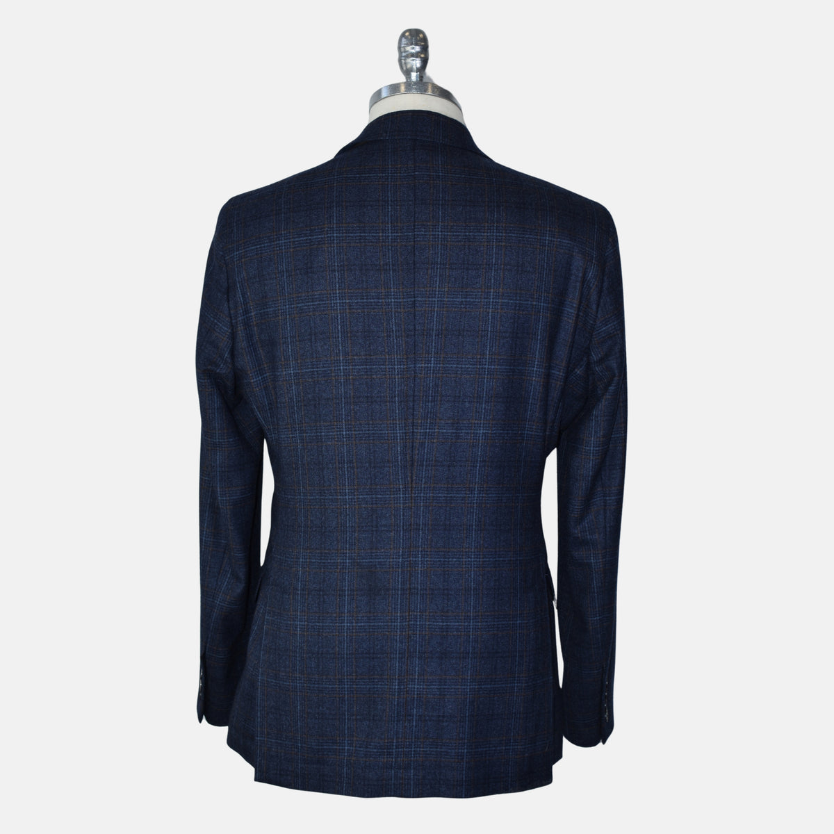 Blue-Brown Checkered Blazer made of Wool (EU 48)