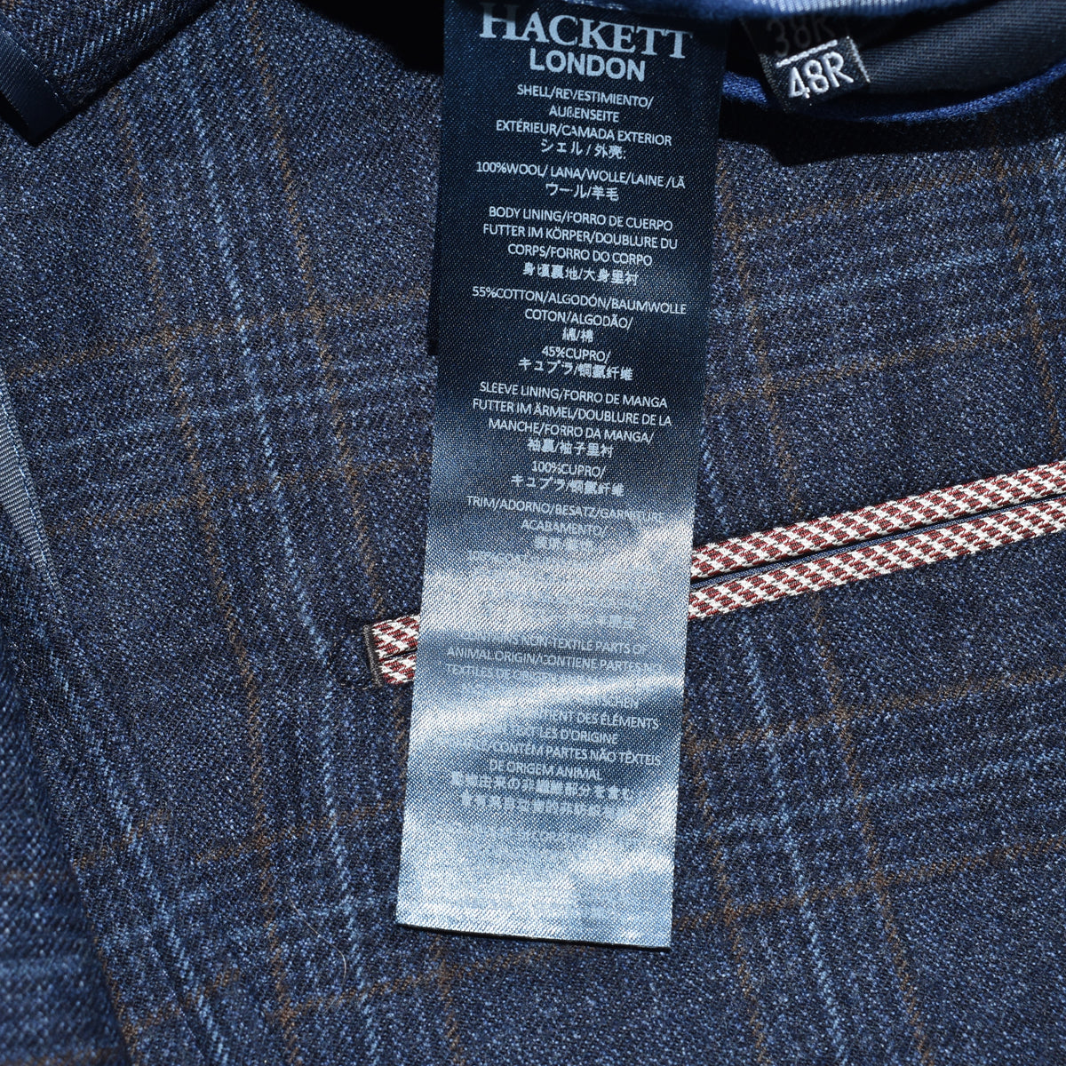 Blue-Brown Checkered Blazer made of Wool (EU 48)