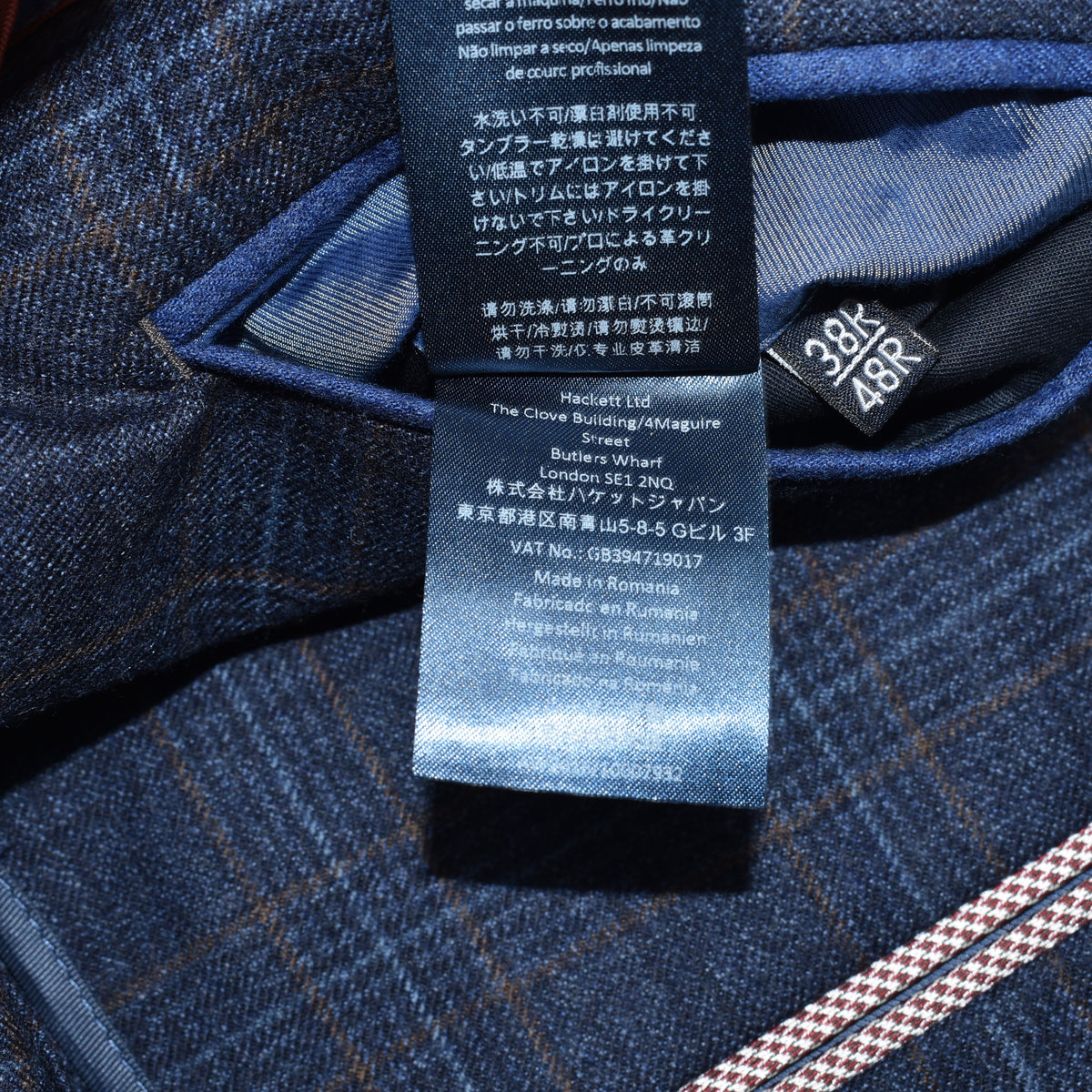 Blue-Brown Checkered Blazer made of Wool (EU 48)