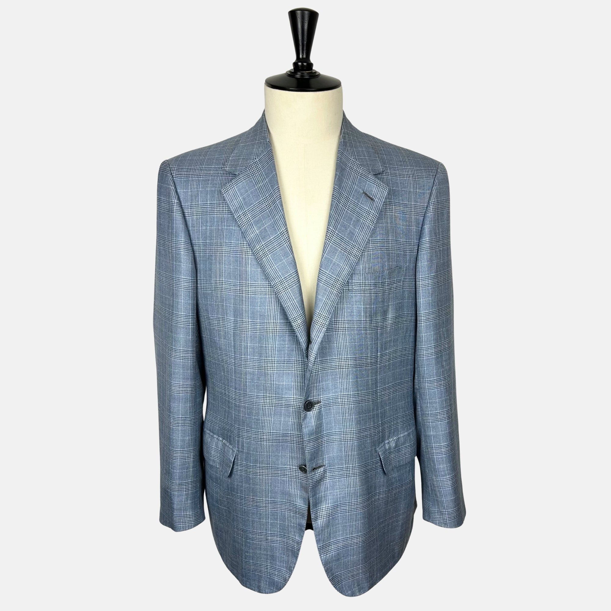 Blue Patterned Blazer made of Cashmere/Linen/Silk (EU 54)