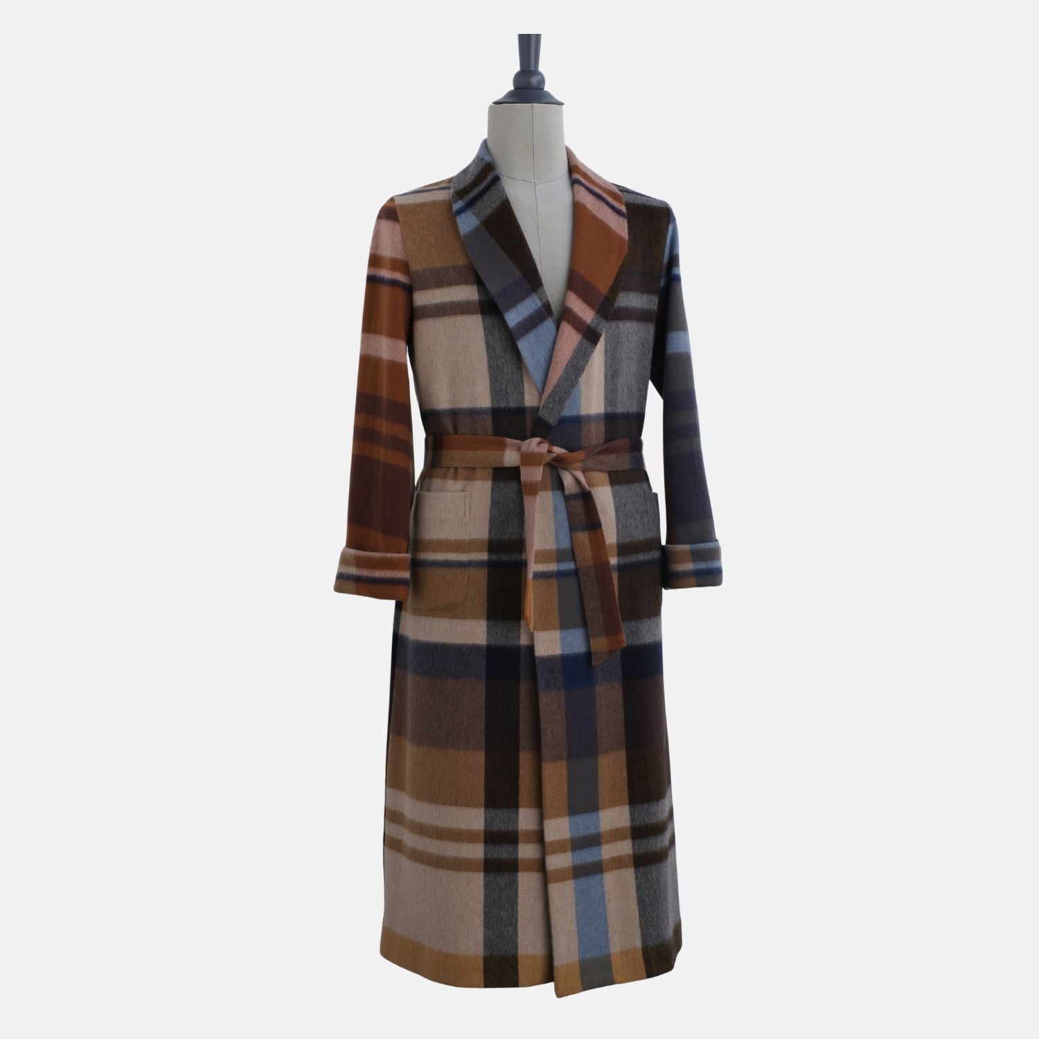 Multicoloured Checkered Coat made of Cashmere (S/L)