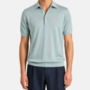 Light Blue Polo Shirt made of Silk/Cashmere/Linen (EU 50)