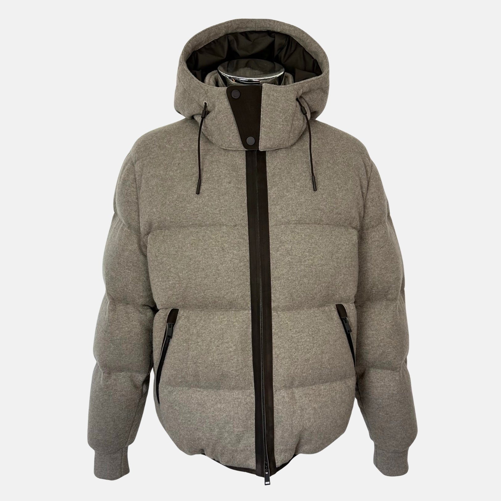Greige Down Bomber Jacket made of Cashmere (EU 48)
