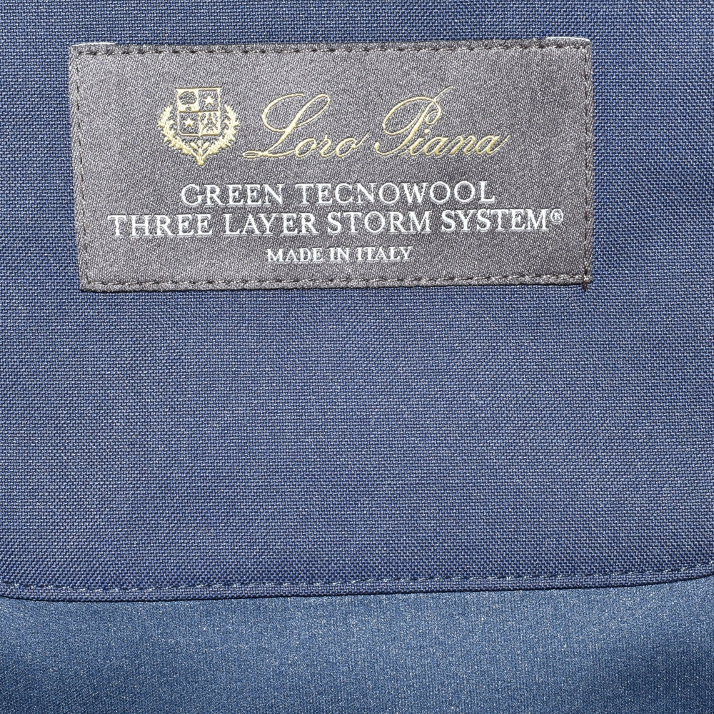 Navy Hooded Rain Jacket made of Virgin Wool/Polyamide (L)