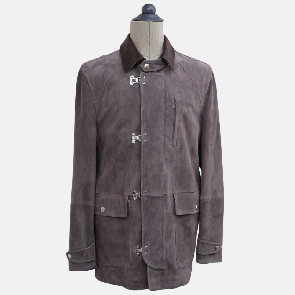 Grey Suede Fireman's Jacket (M)