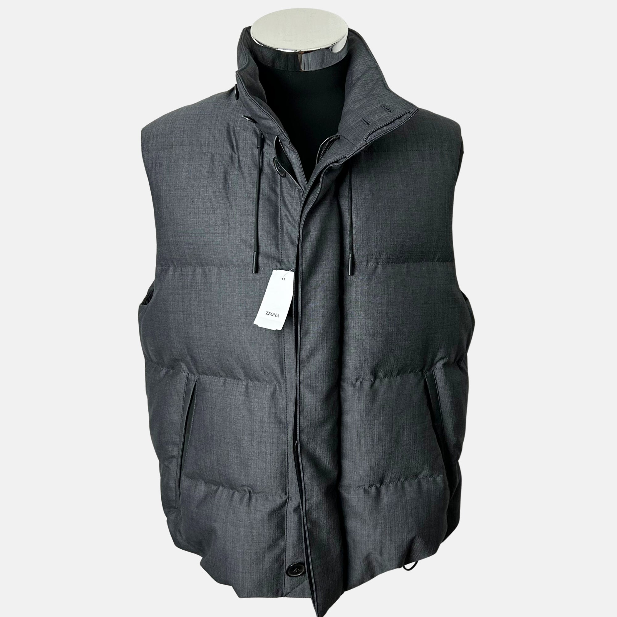 Anthracite Down Vest made of Wool/Silk (EU 48)