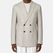Ecru Double Breasted Blazer made of Cotton/Silk/Cashmere (EU 48)