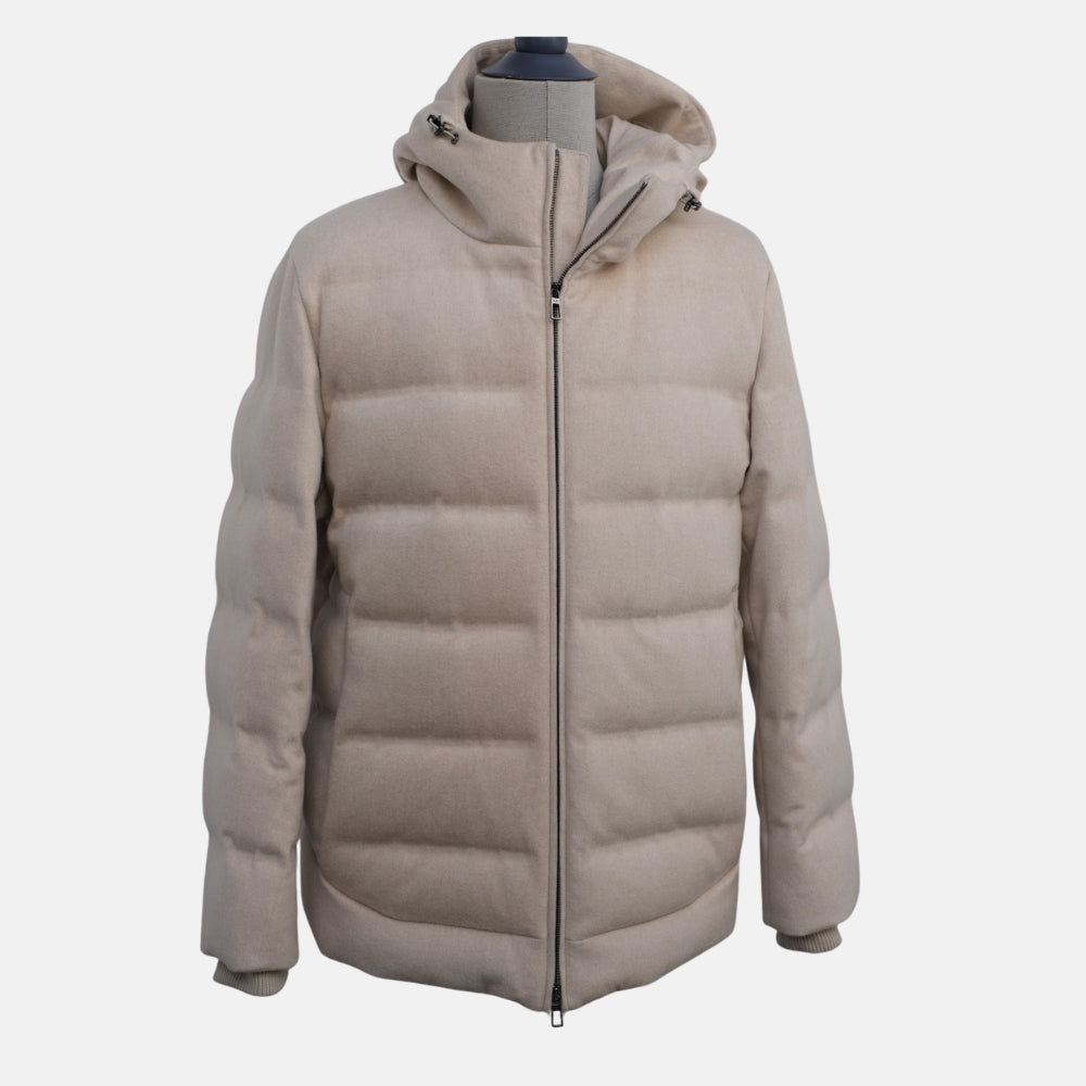 Beige Down Jacket "C.O.L.D." made of Cashmere (L)