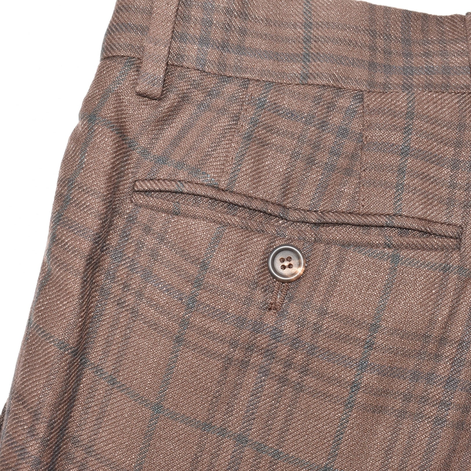 Brwon Checked Suit made of Linen/Wool/Silk (EU 46)