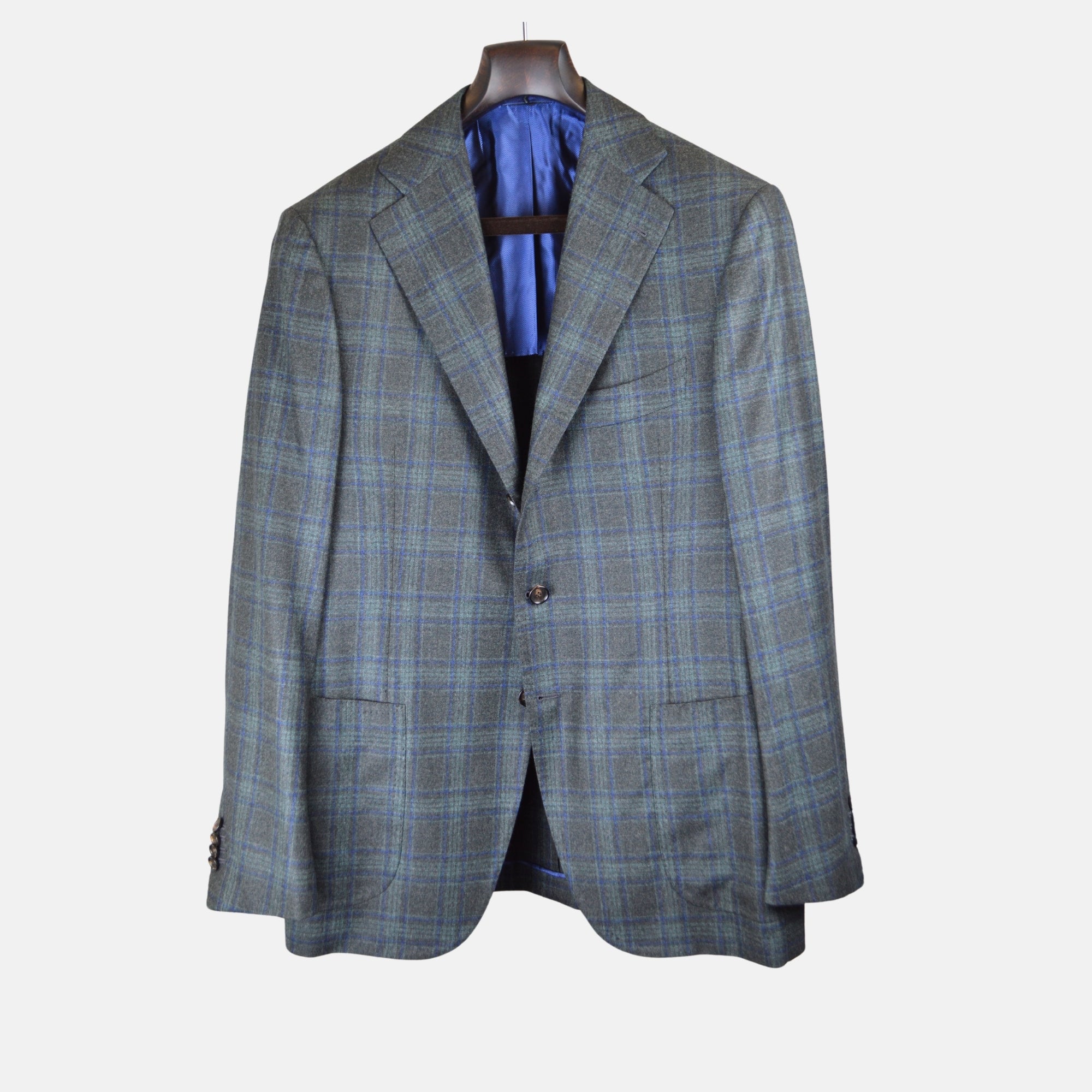 Blue/Brown Checked Blazer made of Cashmere/Silk (52)