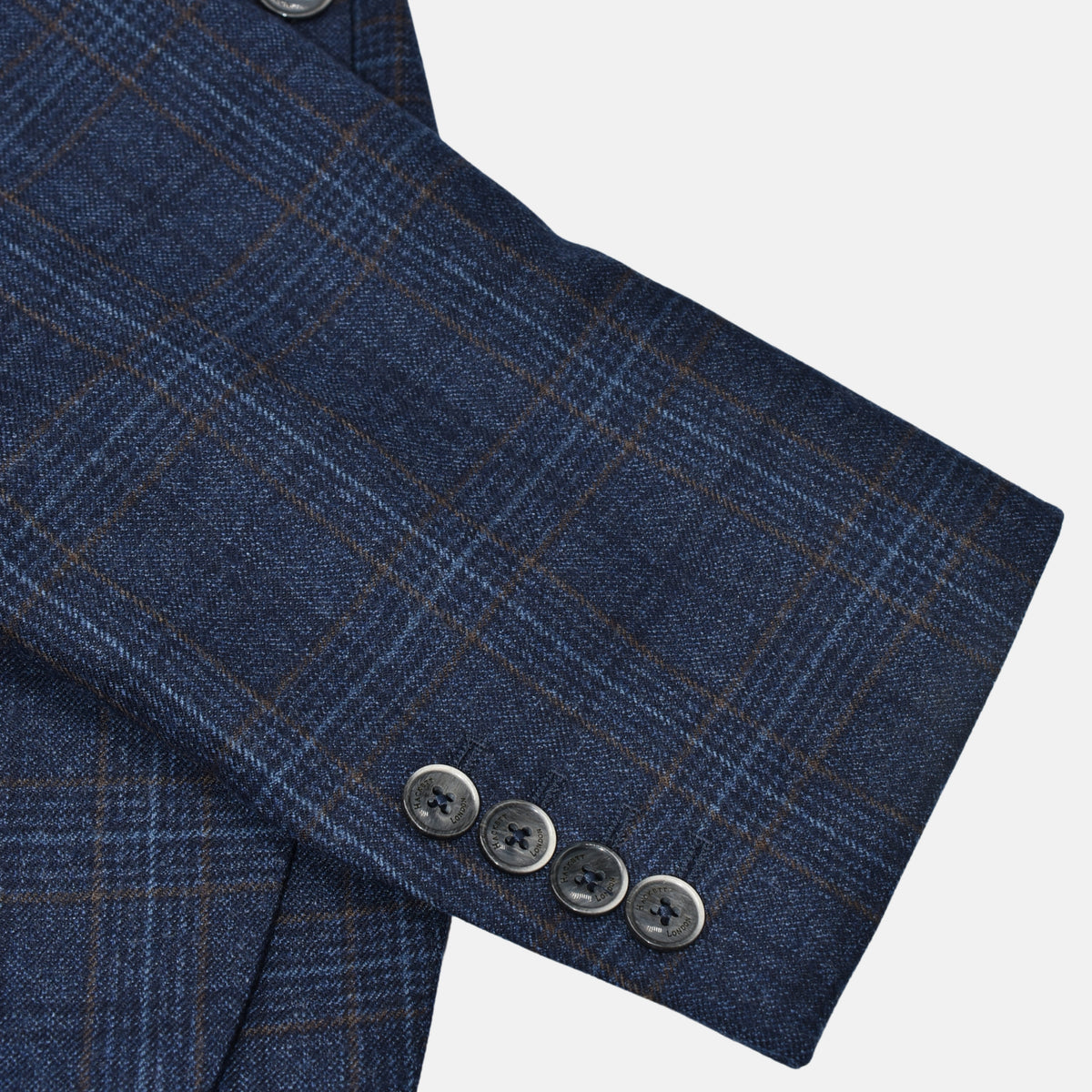 Blue-Brown Checkered Blazer made of Wool (EU 48)