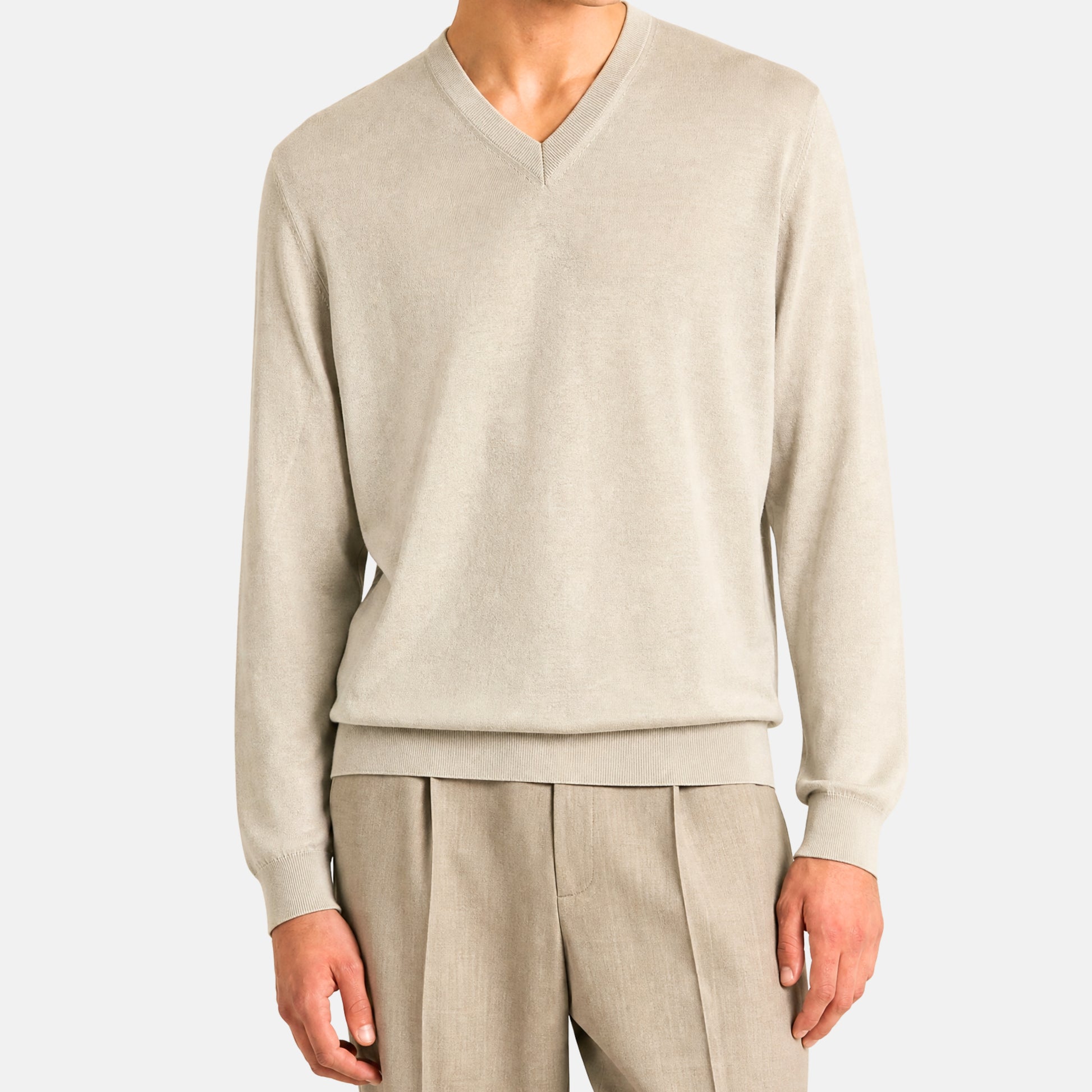 Zegna Off-White Cashseta Sweater made of Cashmere/Silk (EU 56) – pre-owned | Sanpetuna
